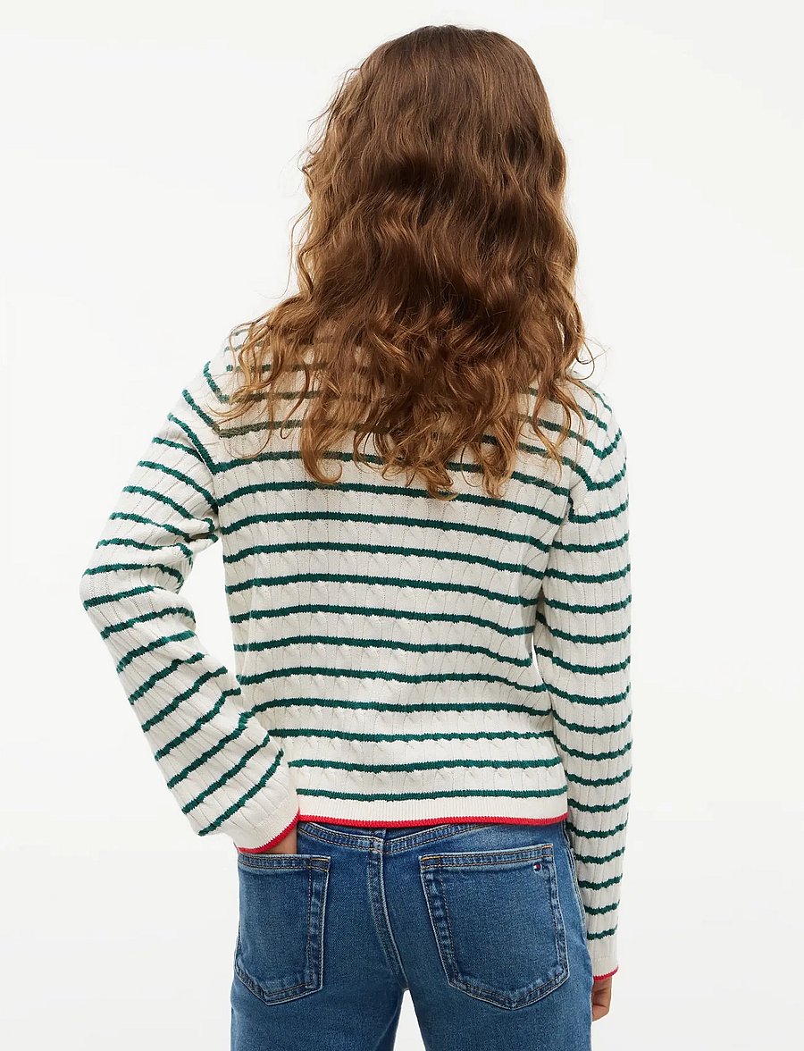 Tommy Hilfiger - CABLE MOCK NECK SWEATER - pullover - rural green stripe - 2