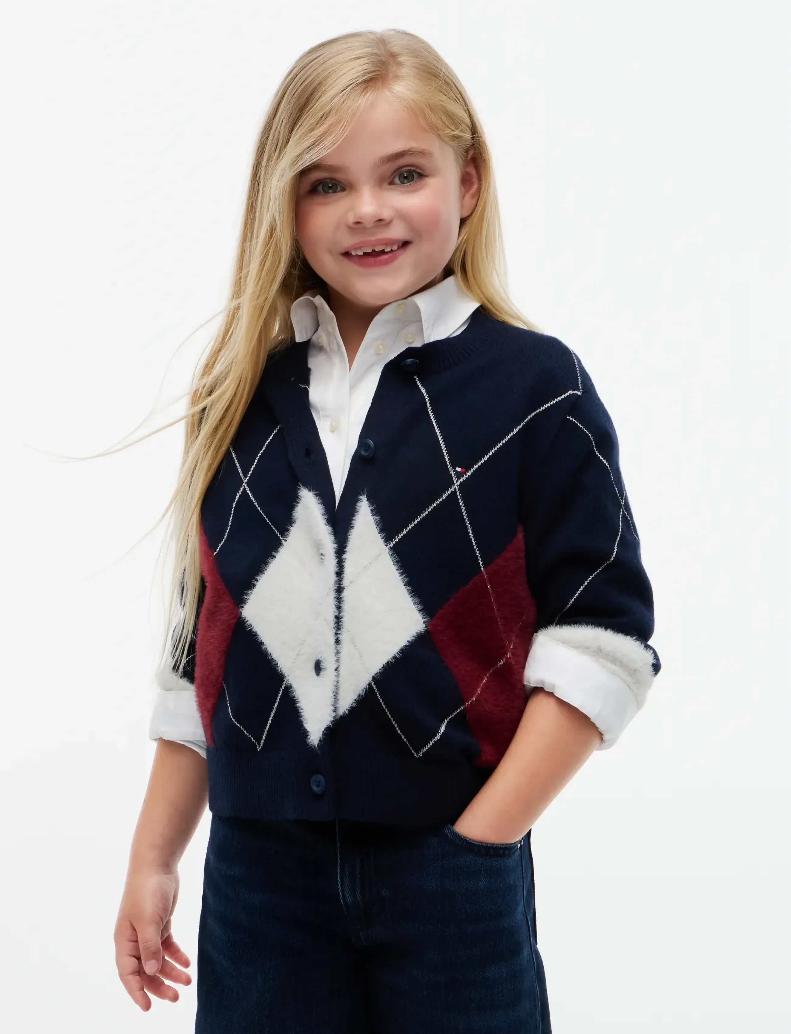 Tommy Hilfiger ARGYLE CARDIGAN - Cardigans - DARK BLUE / navy