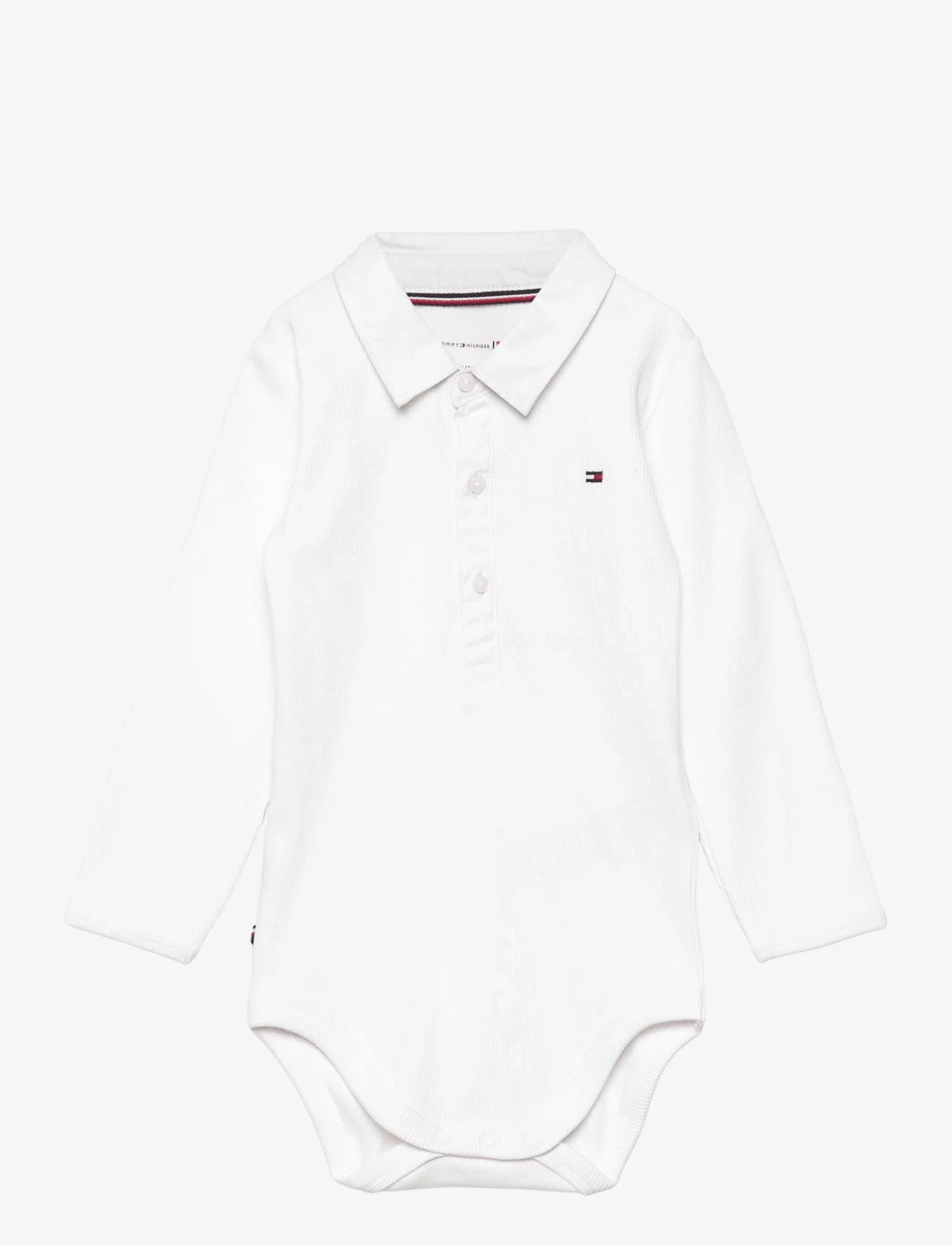 Tommy Hilfiger - BABY RIB COLLAR BODY L/S - long-sleeved bodies - white - 0