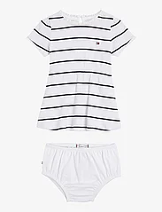 Tommy Hilfiger - BABY STRIPED RIB DRESS S/S - kurzärmelige babykleider - white / desert sky stripe - 0