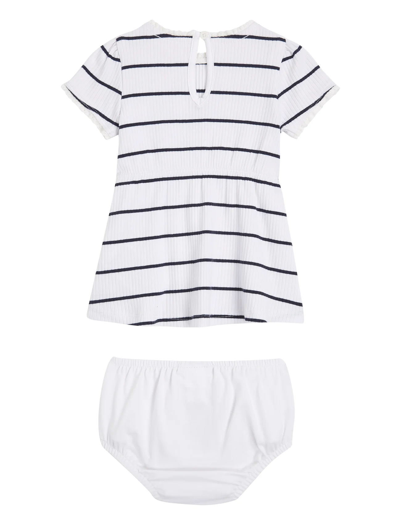 Tommy Hilfiger - BABY STRIPED RIB DRESS S/S - kurzärmelige babykleider - white / desert sky stripe - 1