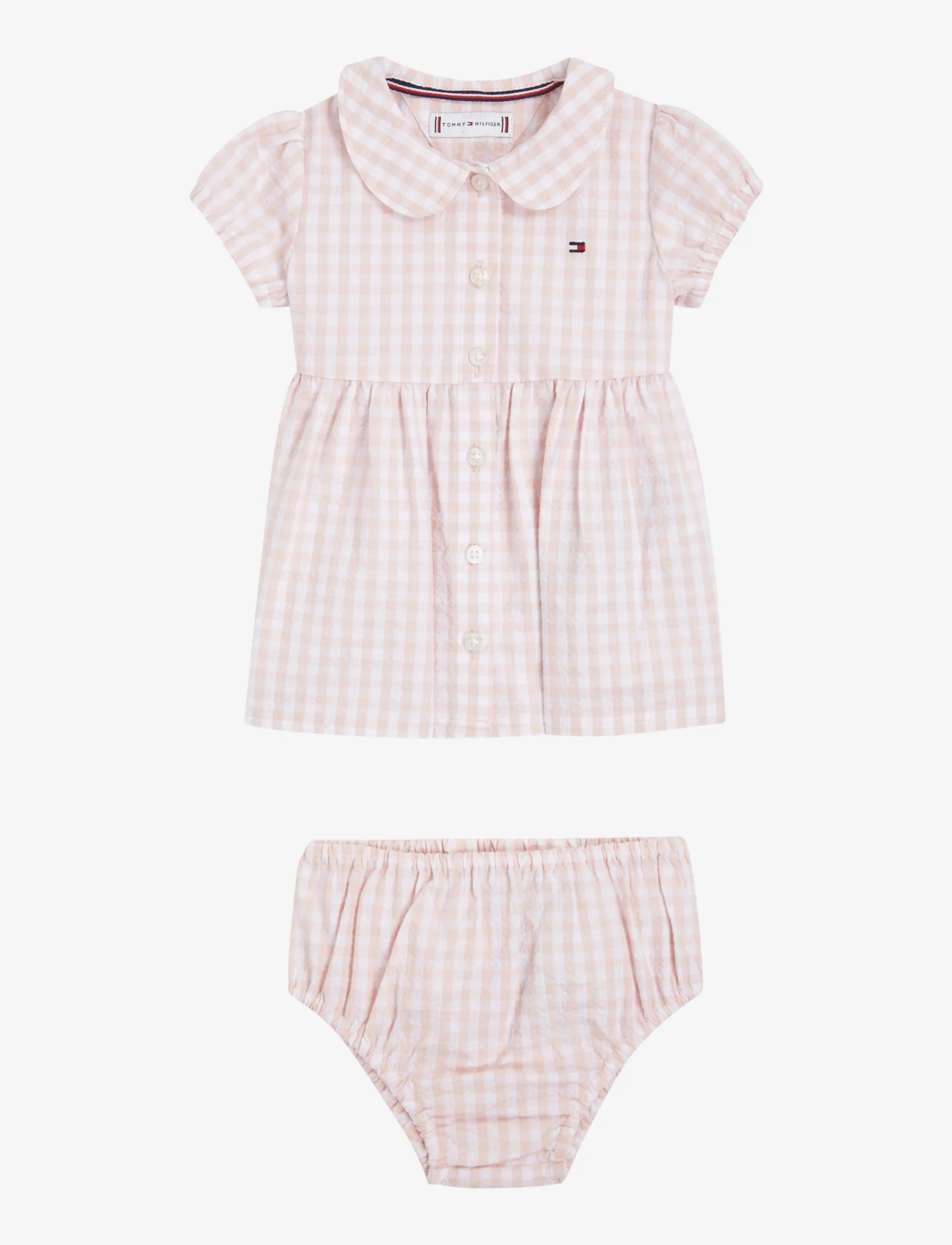 Tommy Hilfiger - BABY GINGHAM DRESS S/S - short-sleeved baby dresses - white / pink check - 0