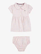 BABY GINGHAM DRESS S/S - WHITE / PINK CHECK