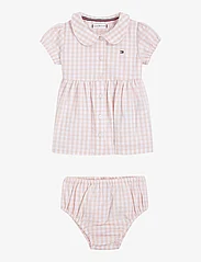 Tommy Hilfiger - BABY GINGHAM DRESS S/S - short-sleeved baby dresses - white / pink check - 0