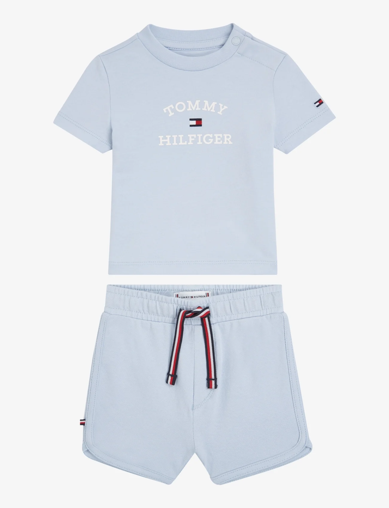 Tommy Hilfiger - BABY TH LOGO SHORT SET - komplektai su marškinėliais trumpomis rankovėmis - breezy blue - 0