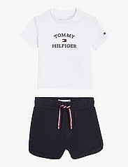 Tommy Hilfiger - BABY TH LOGO SHORT SET - gładki t-shirt z krótkimi rękawami - white - 0
