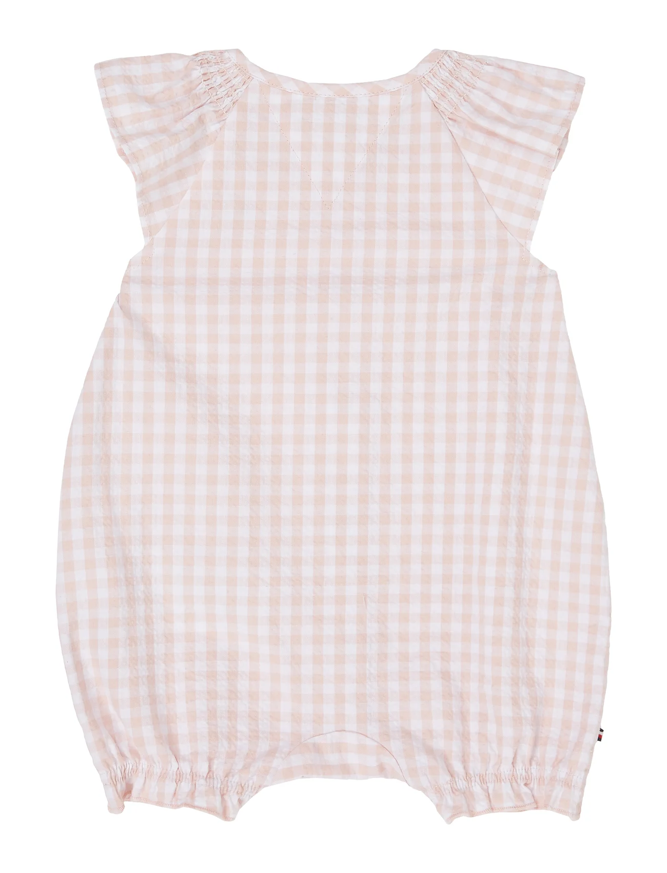 Tommy Hilfiger - BABY RUFFLE GINGHAM SHORTALL - bodysuits - white / pink check - 1