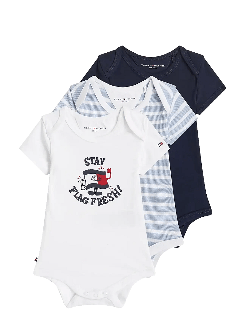 Tommy Hilfiger - 3 PACK BODY SS GIFTBOX - lühikeste varrukatega bodid - dark night navy - 0