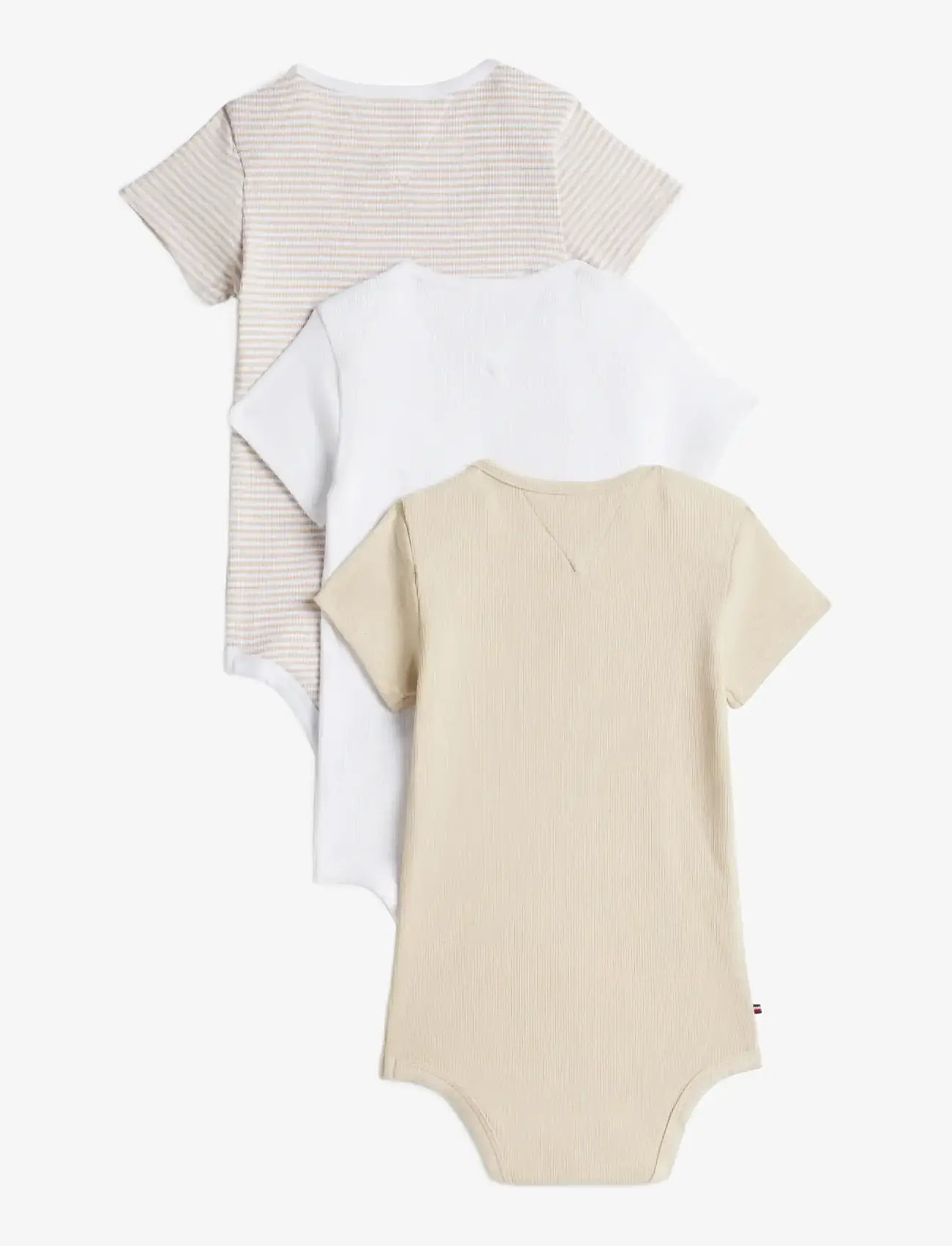 Tommy Hilfiger - RIB 3 PACK BODY GIFTBOX - kortærmede heldragter - classic beige stripes - 1