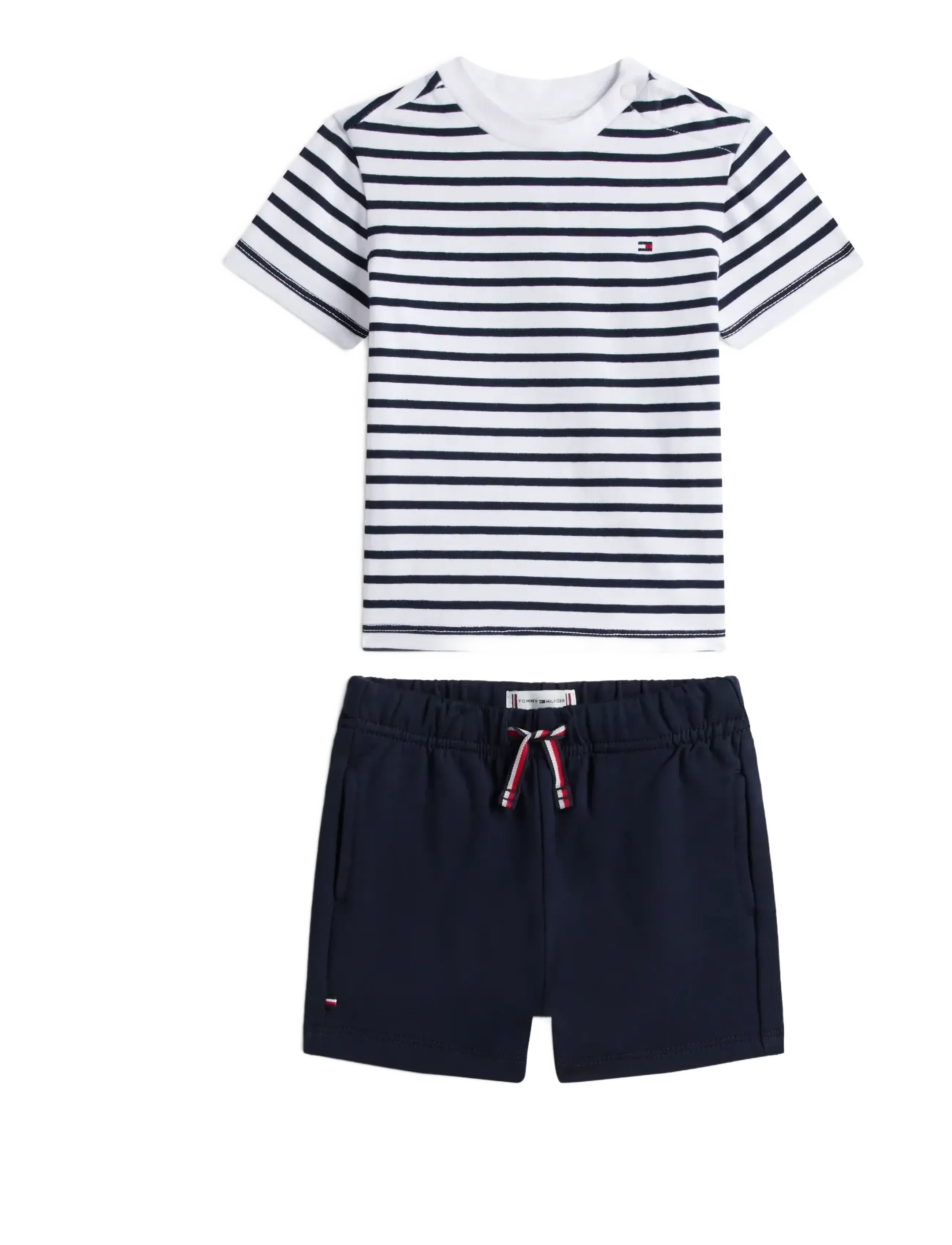Tommy Hilfiger Essential Stripe Tee + Short Set, 80, Sets, Marineblau - Sets With Short-sleeved T-shirt, Kinder