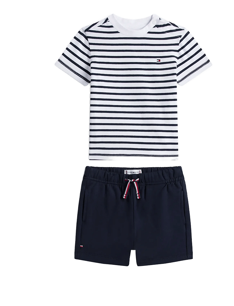 Tommy Hilfiger - ESSENTIAL STRIPE TEE + SHORT SET - sets mit kurzärmeligem t-shirt - dark night navy - 0