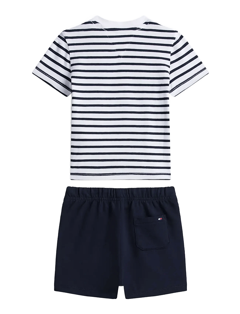 Tommy Hilfiger - ESSENTIAL STRIPE TEE + SHORT SET - sets mit kurzärmeligem t-shirt - dark night navy - 1