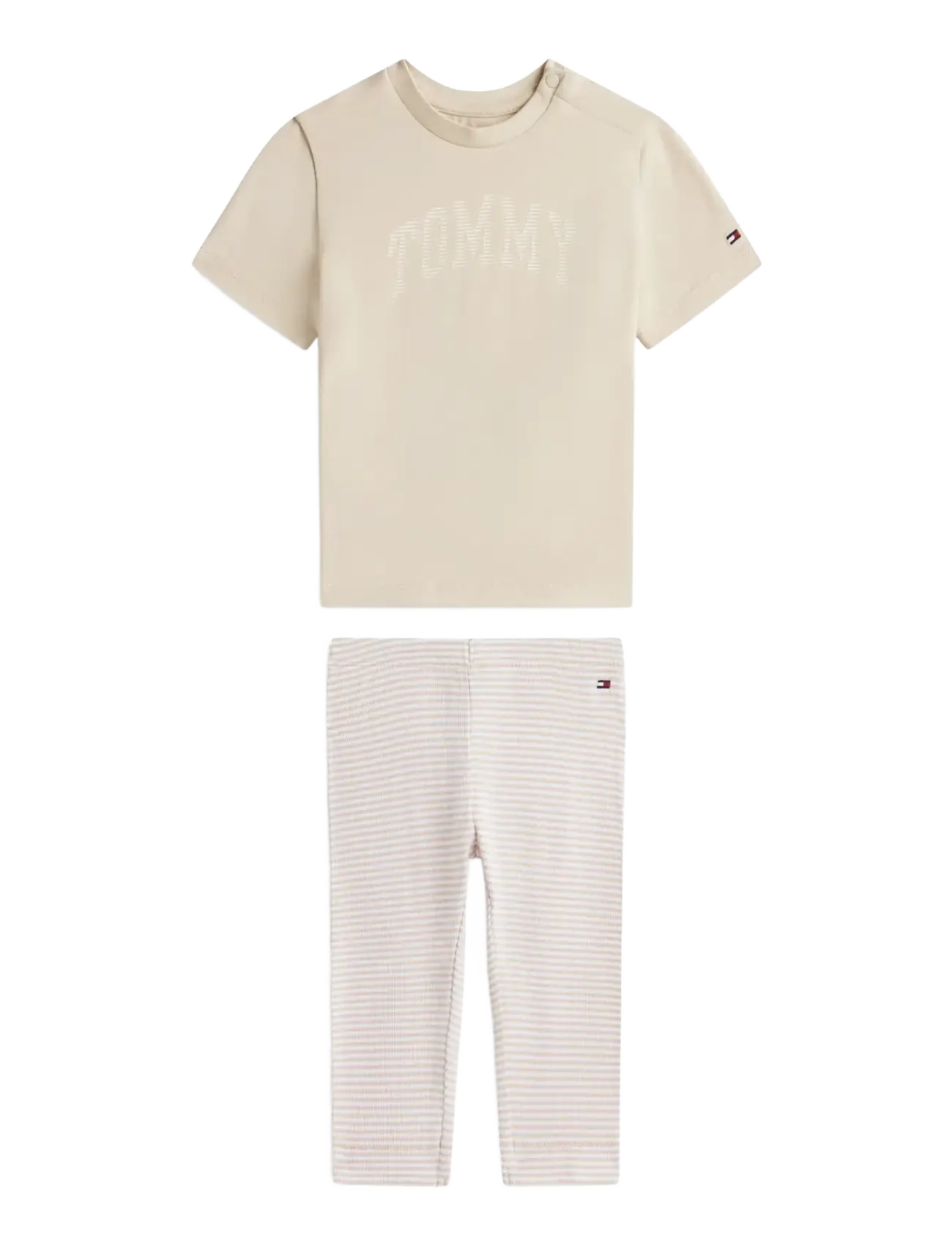 Tommy Hilfiger TEE + RIB LEGGINGS SET - Neuheiten - CLASSIC BEIGE STRIPES / beige