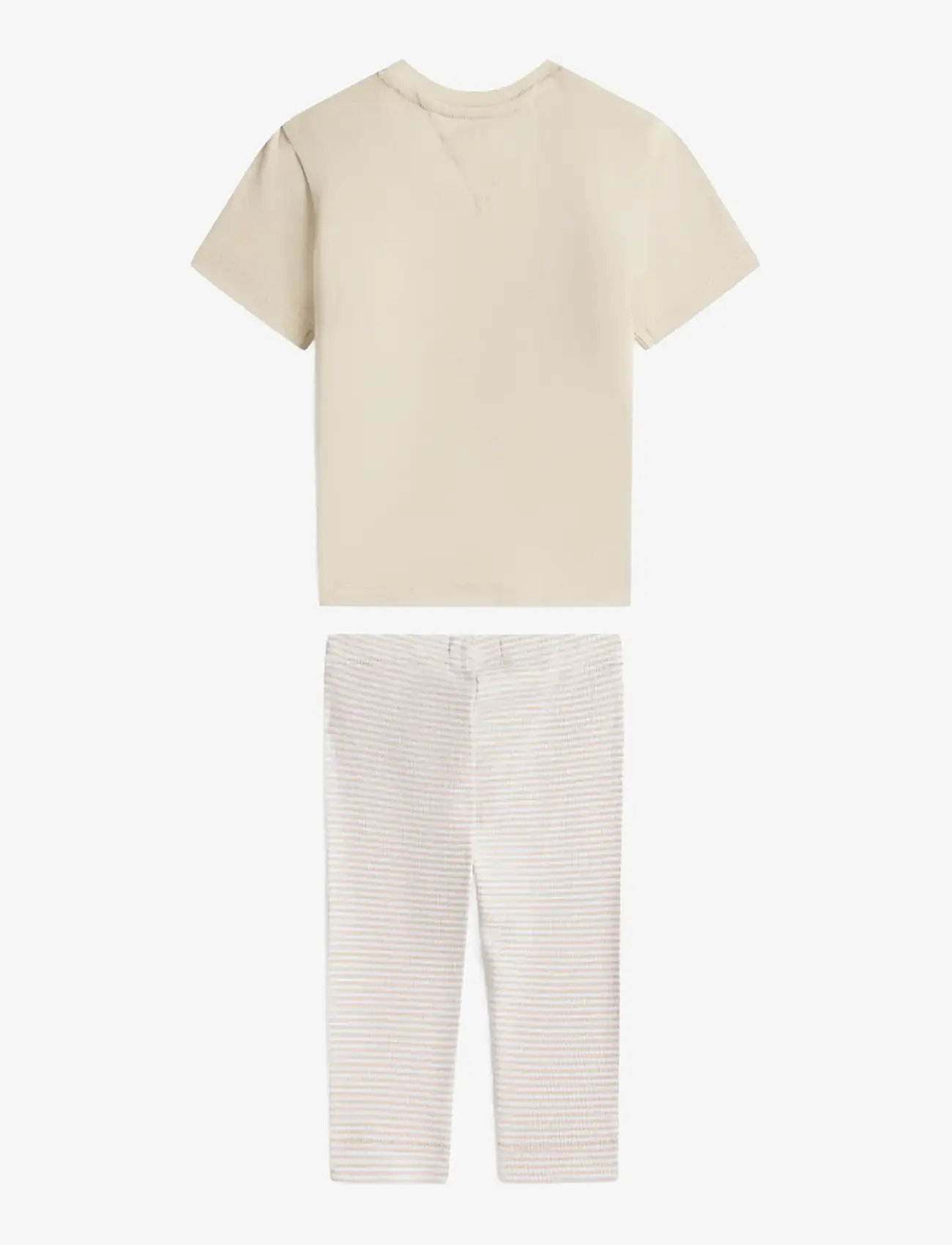 Tommy Hilfiger - TEE + RIB LEGGINGS SET - sæt med kortærmet t-shirt - classic beige stripes - 1