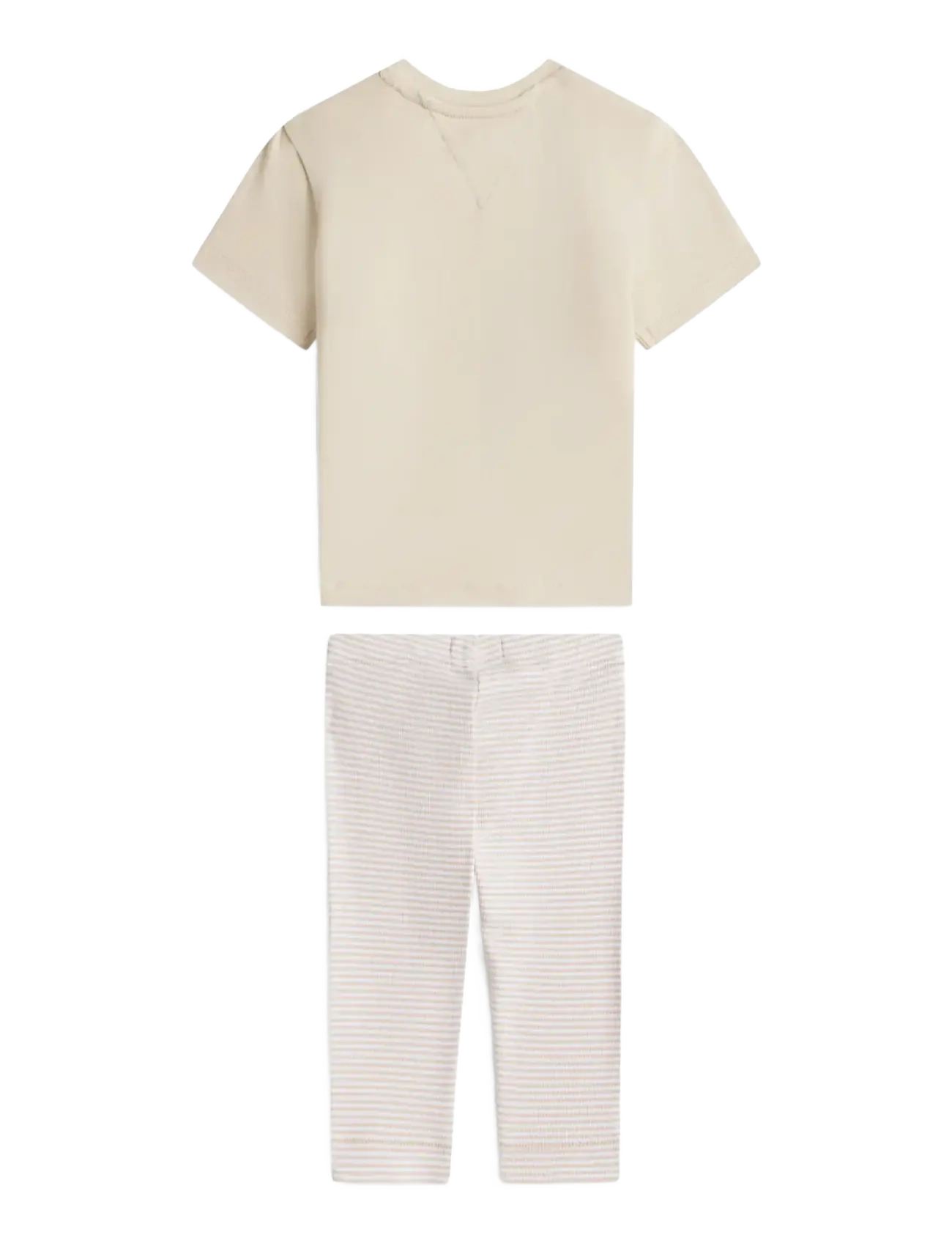 Tommy Hilfiger - TEE + RIB LEGGINGS SET - sæt med kortærmet t-shirt - classic beige stripes - 1