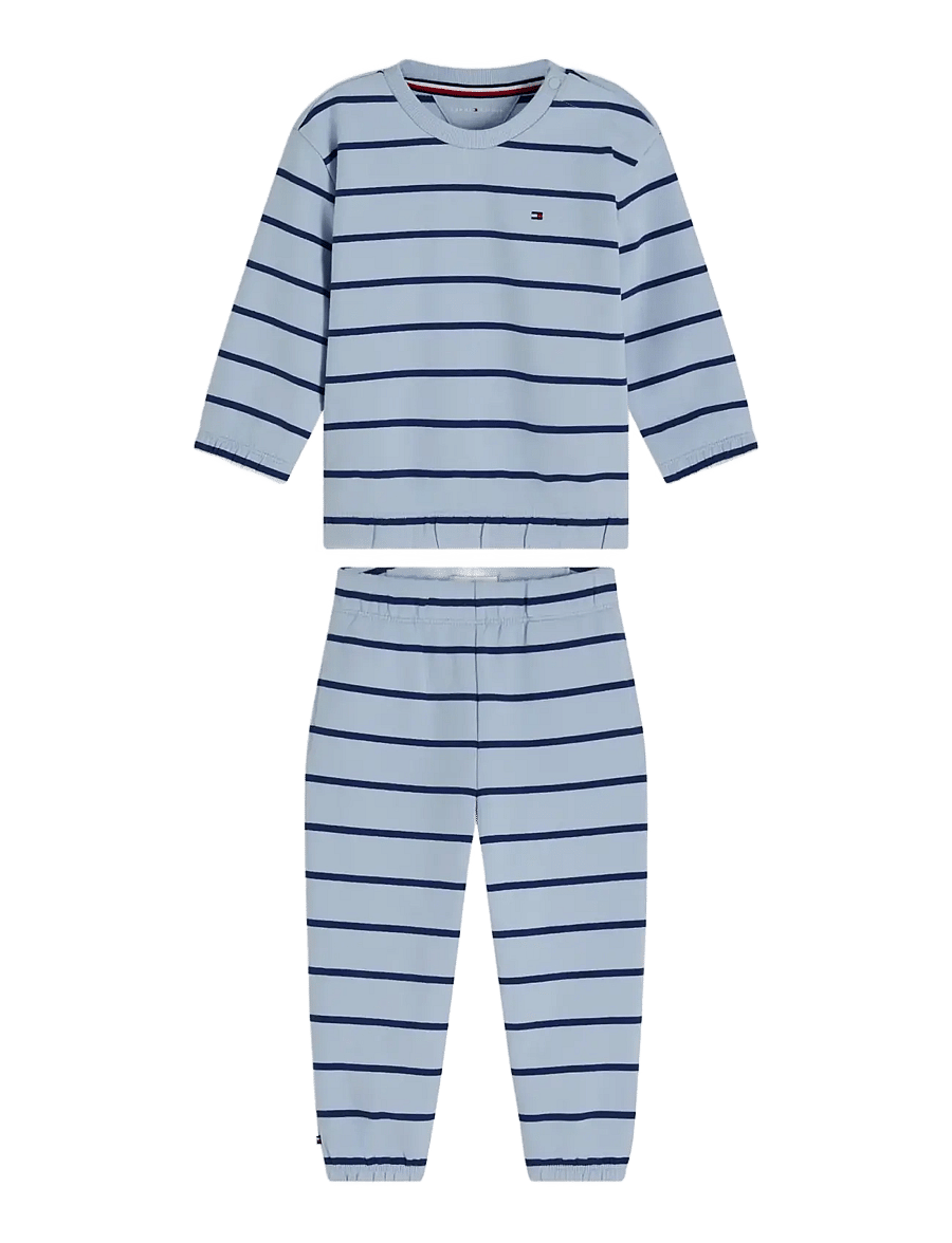 Tommy Hilfiger - CREW & SWEATPANT SET - komplektid pikkade varrukatega t-särgiga - sky blue stripe - 0