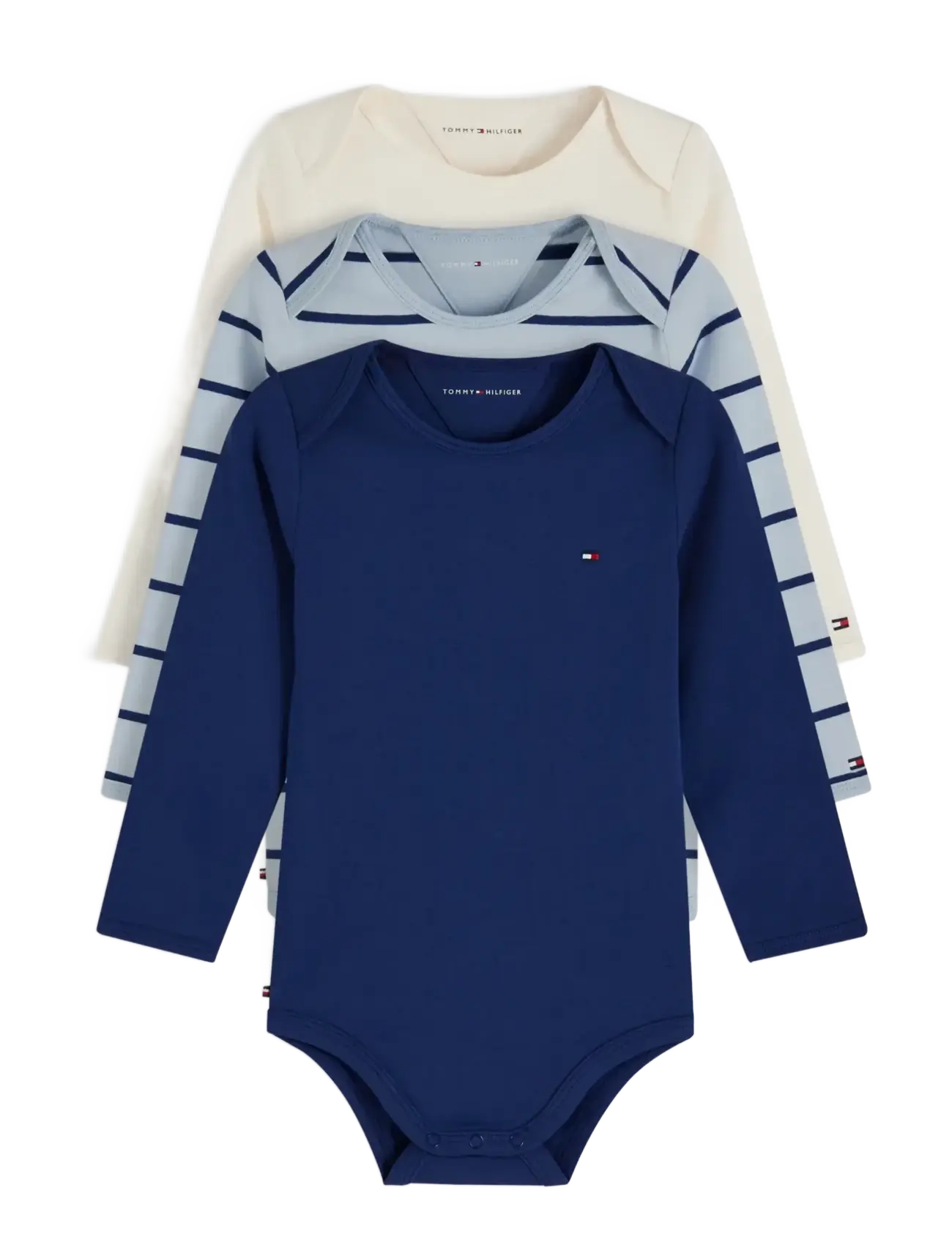 Tommy Hilfiger 3PK BODY LS - Long-sleeved bodies - SKY BLUE STRIPE / navy