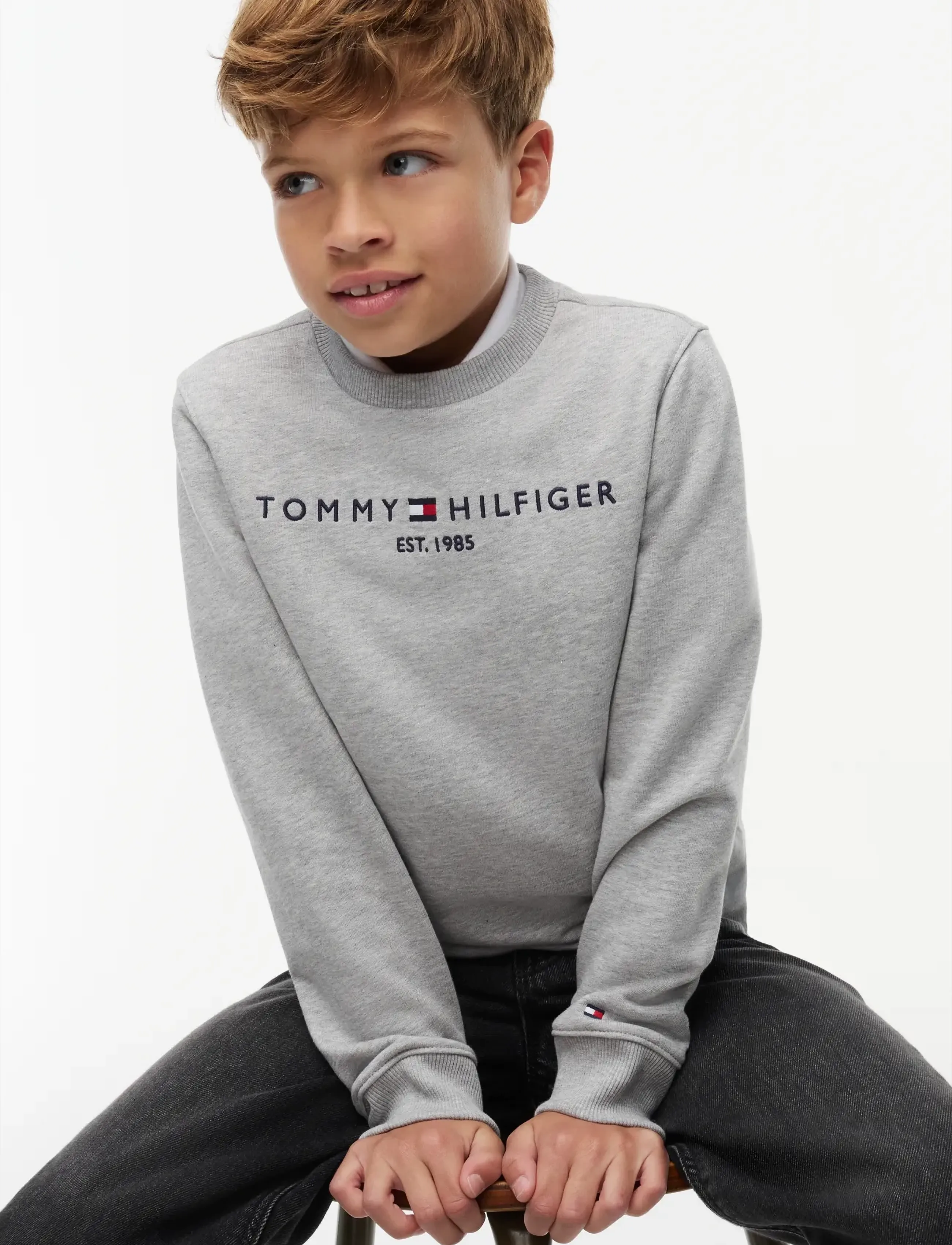 Tommy Hilfiger Essential Sweatshirt, 140, Grey, Sweatshirts & Hættetrøjer > Sweatshirts, Børn