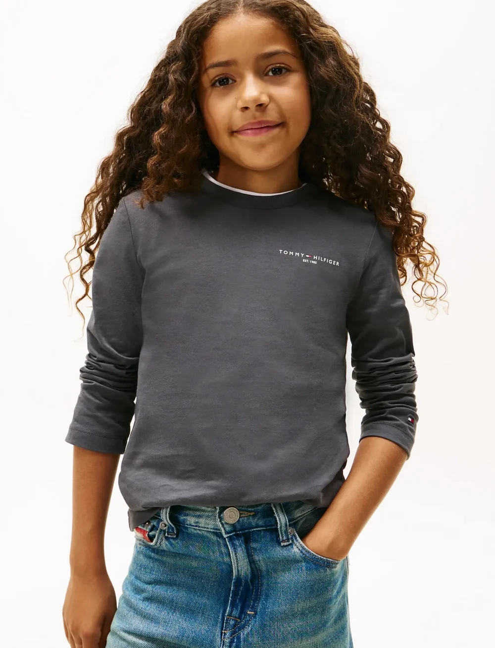 Tommy Hilfiger - MINI CORP T-SHIRT LS - långärmade t-shirts - washed black - 0