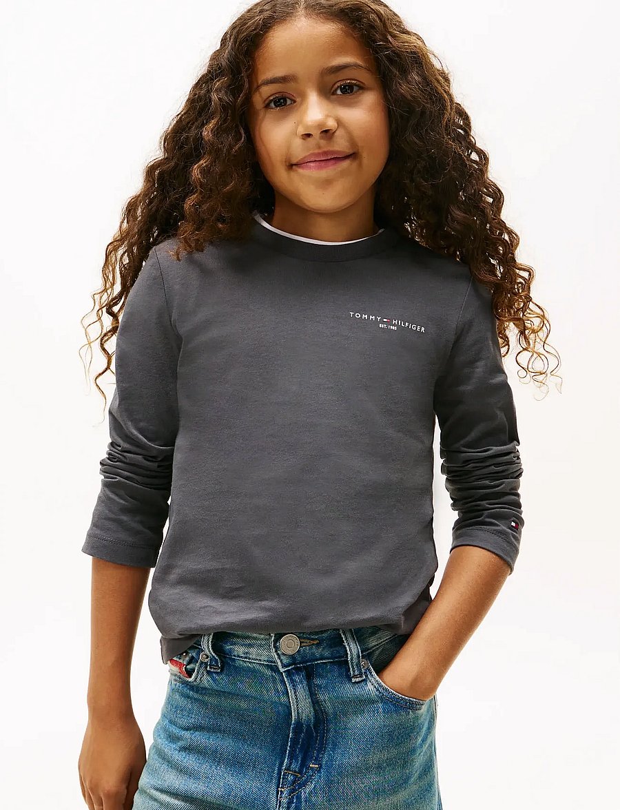 Tommy Hilfiger - MINI CORP T-SHIRT LS - långärmade t-shirts - washed black - 0