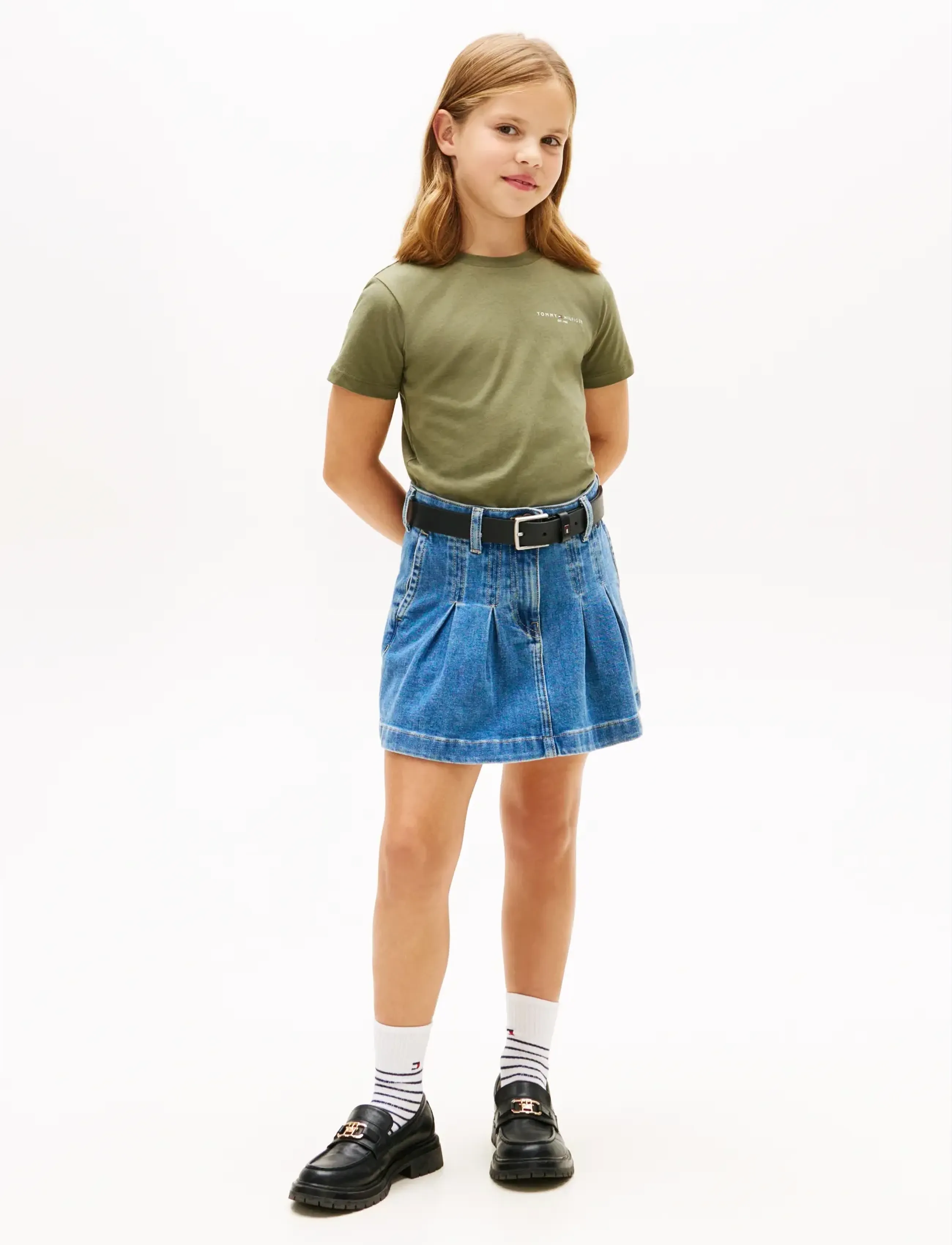 Tommy Hilfiger Mini Corp T-Shirt, 128, T-shirts, Khakigrün - Short-sleeved, Kinder