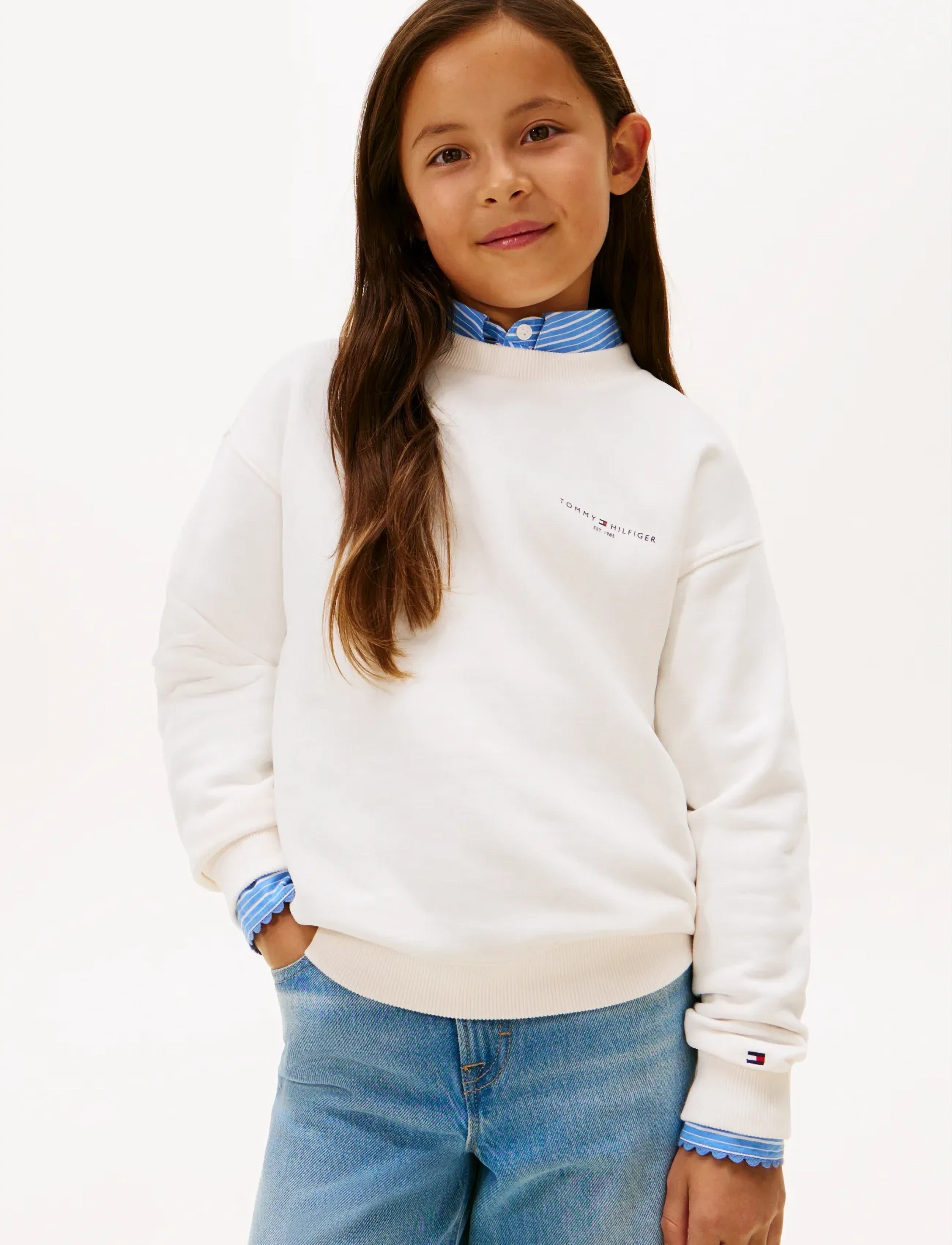 Tommy Hilfiger - MINI CORP C-NECK SWEATSHIRT - sweatshirts - ancient white - 1