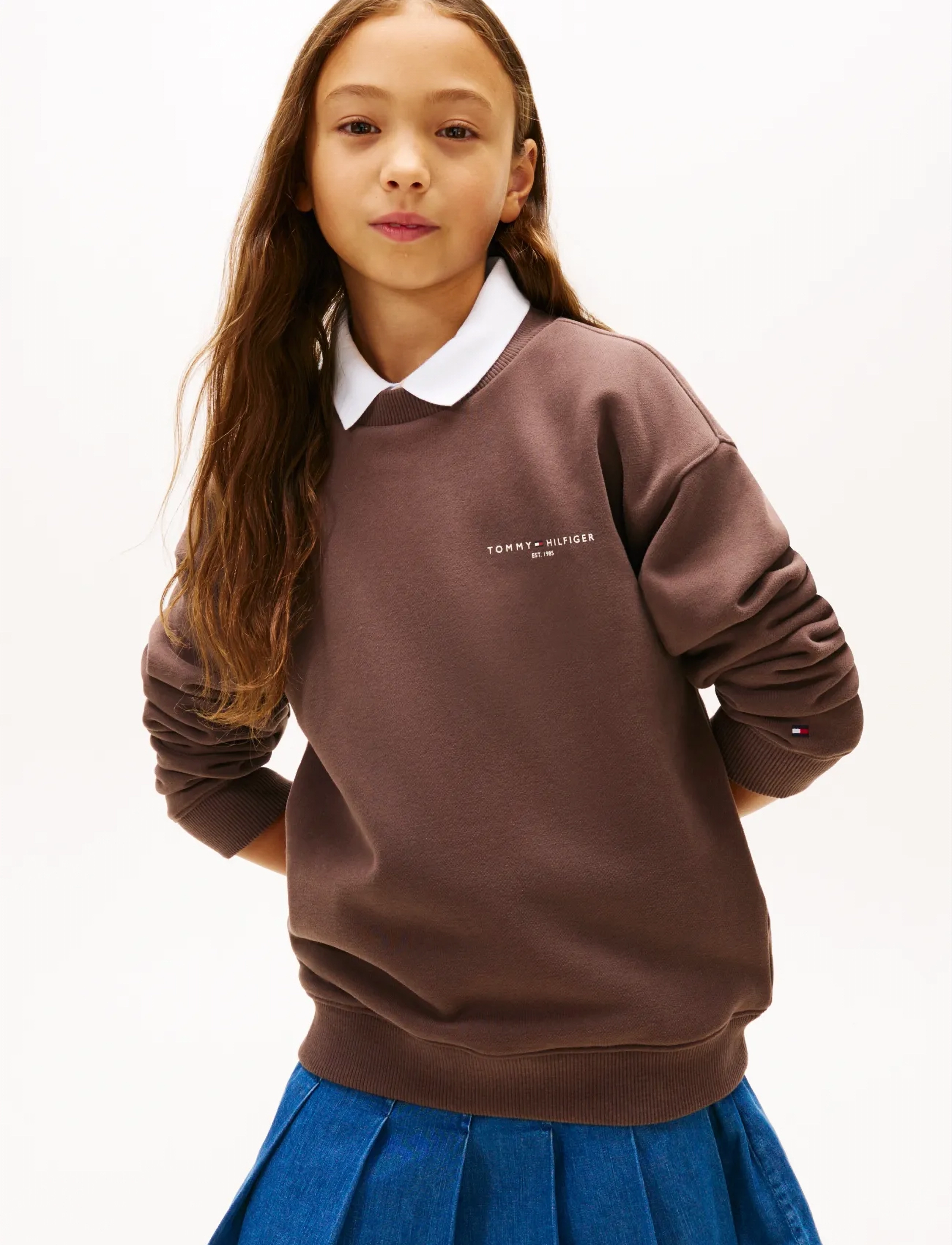 Tommy Hilfiger - MINI CORP C-NECK SWEATSHIRT - sweatshirts - black walnut - 1