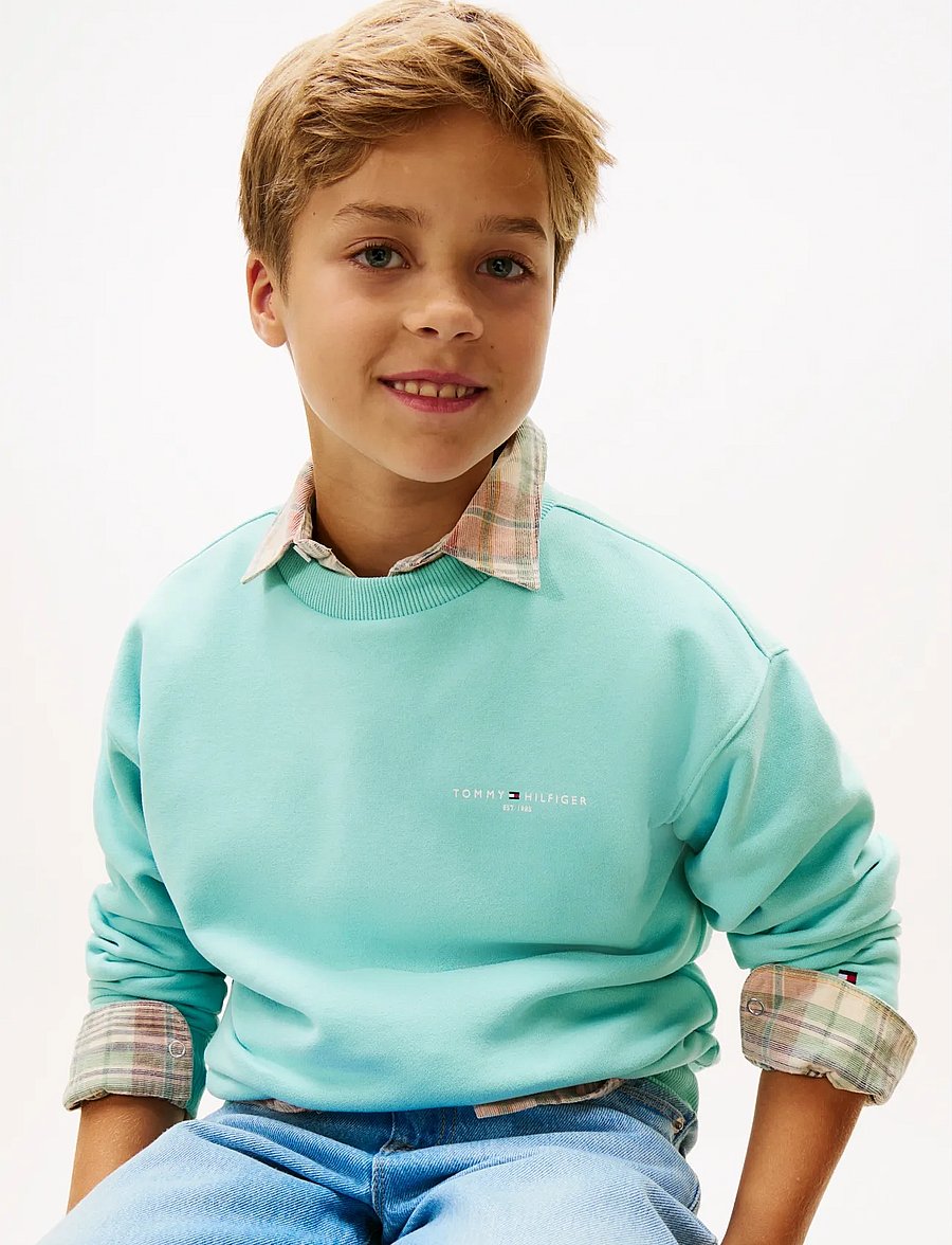 Tommy Hilfiger - MINI CORP C-NECK SWEATSHIRT - sweatshirts - ocean spray - 4