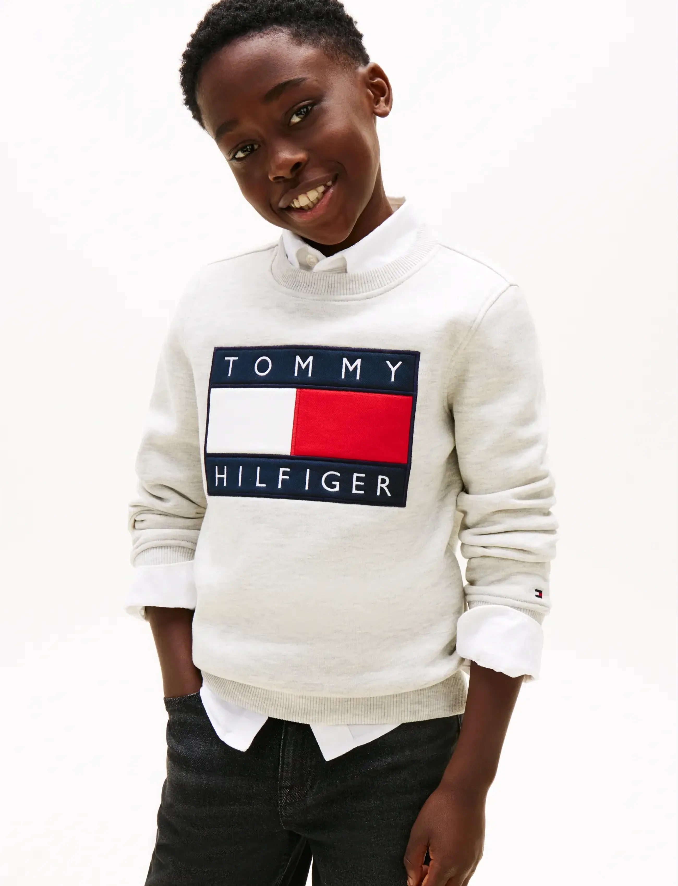 Tommy Hilfiger - HERITAGE FLAG SWEATSHIRT - bluzy - light grey heather - 3