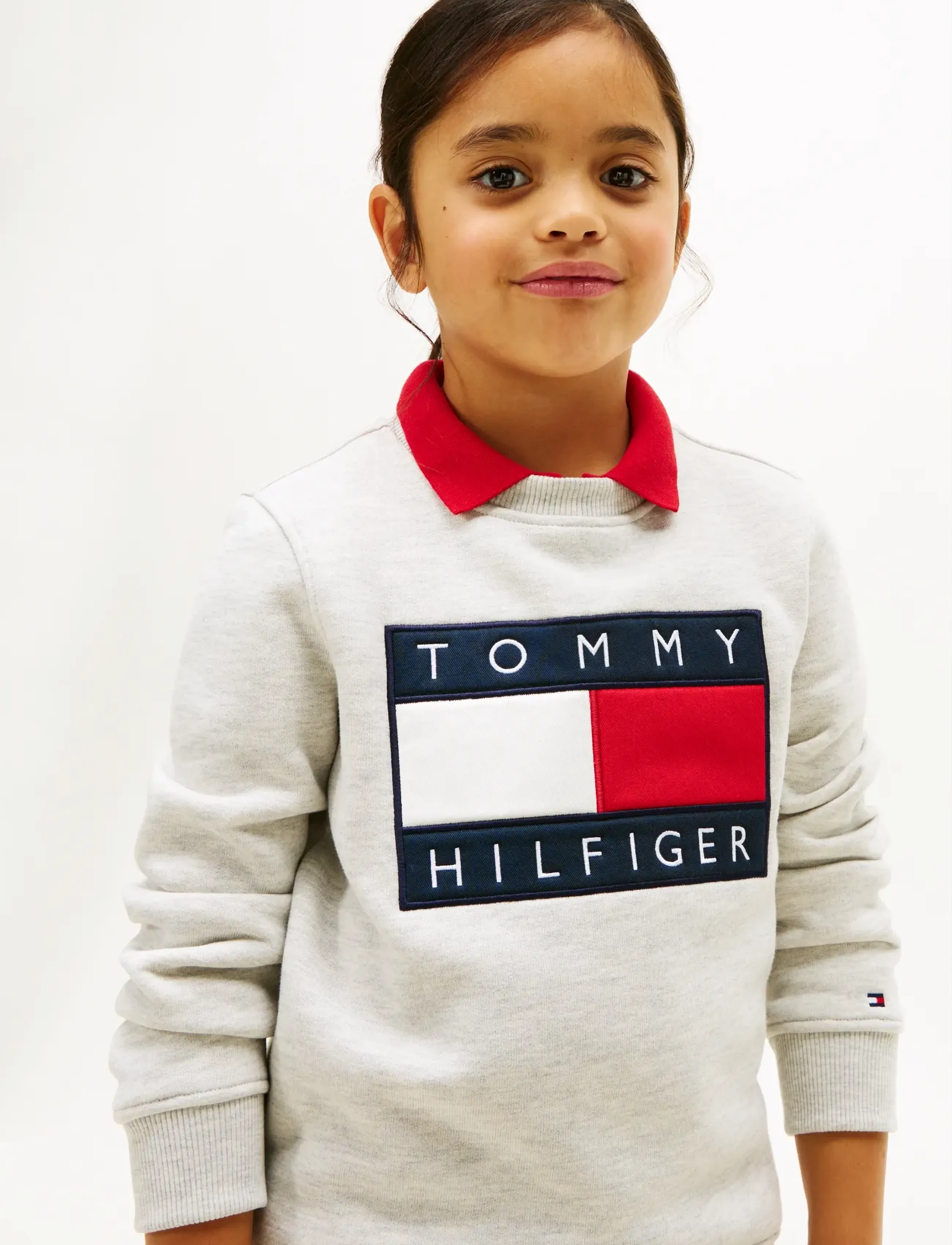 Tommy Hilfiger - HERITAGE FLAG SWEATSHIRT - bluzy - light grey heather - 4