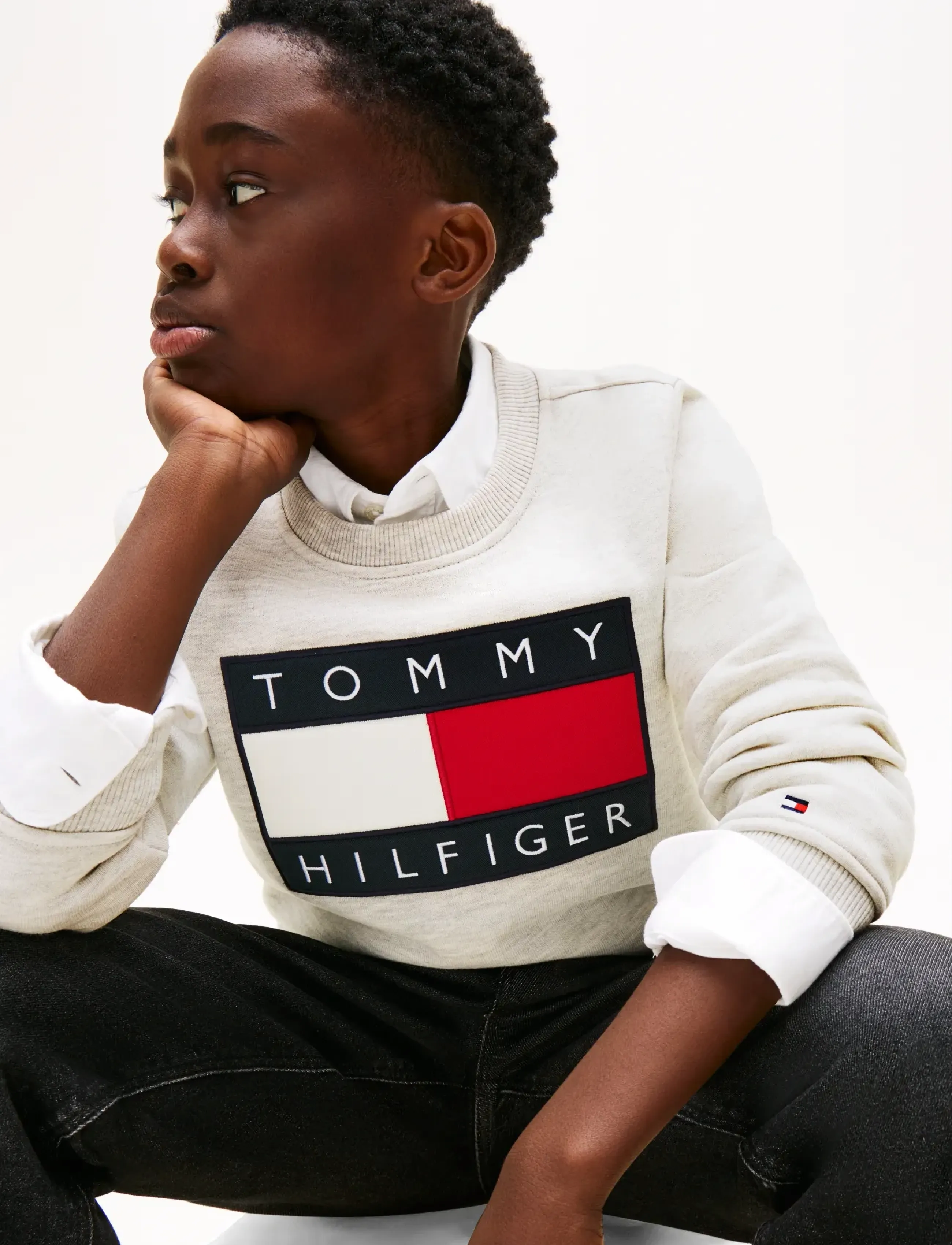 Tommy Hilfiger - HERITAGE FLAG SWEATSHIRT - bluzy - light grey heather - 5