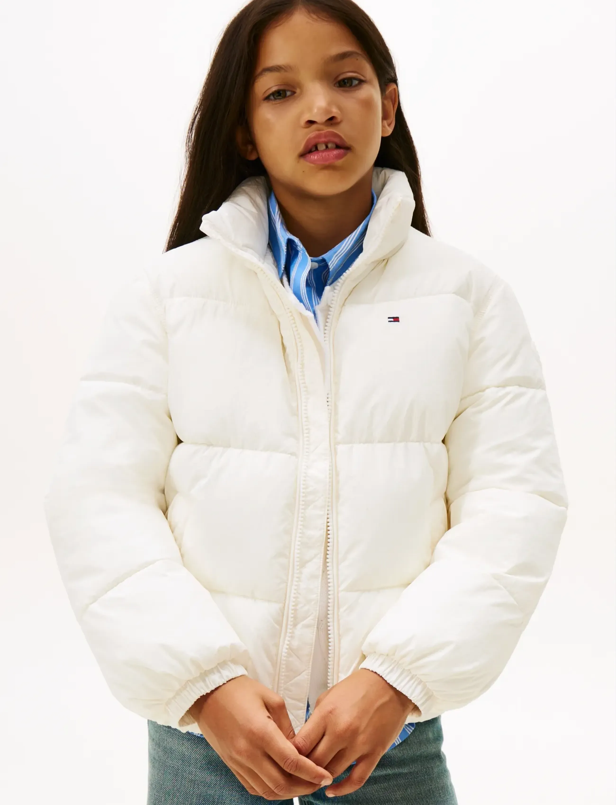 Tommy Hilfiger - FLAG PUFFER JACKET - vinterjakker - ivory silk - 3