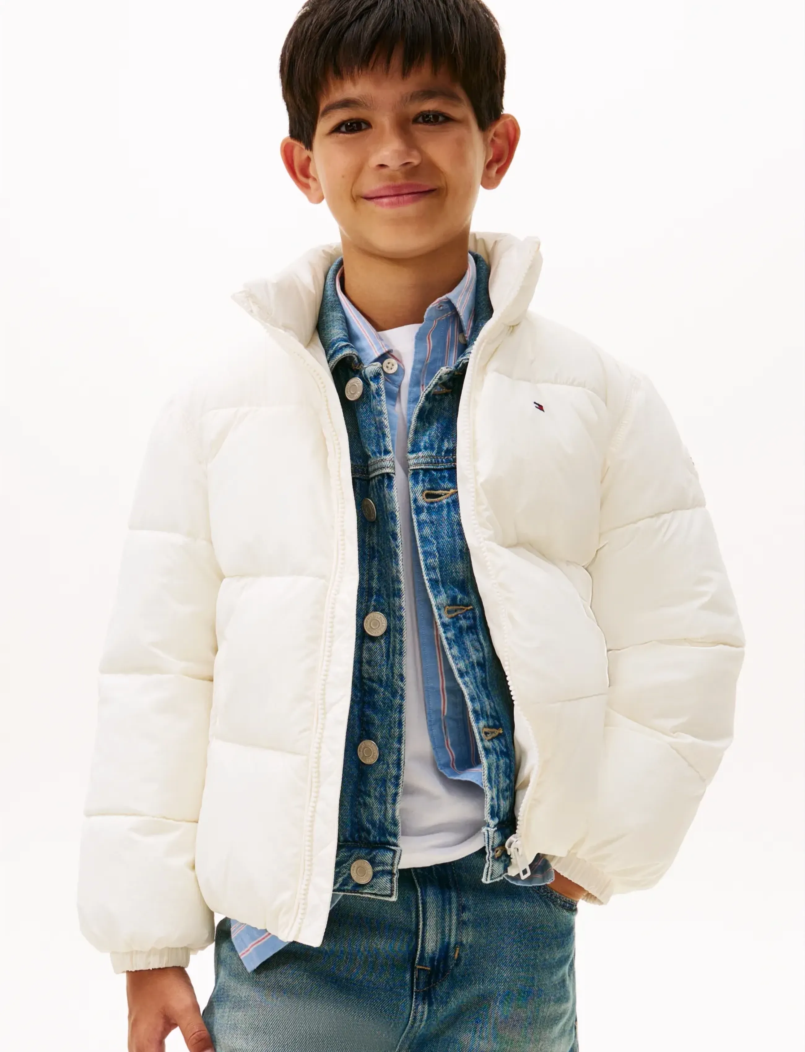 Tommy Hilfiger - FLAG PUFFER JACKET - vinterjakker - ivory silk - 4