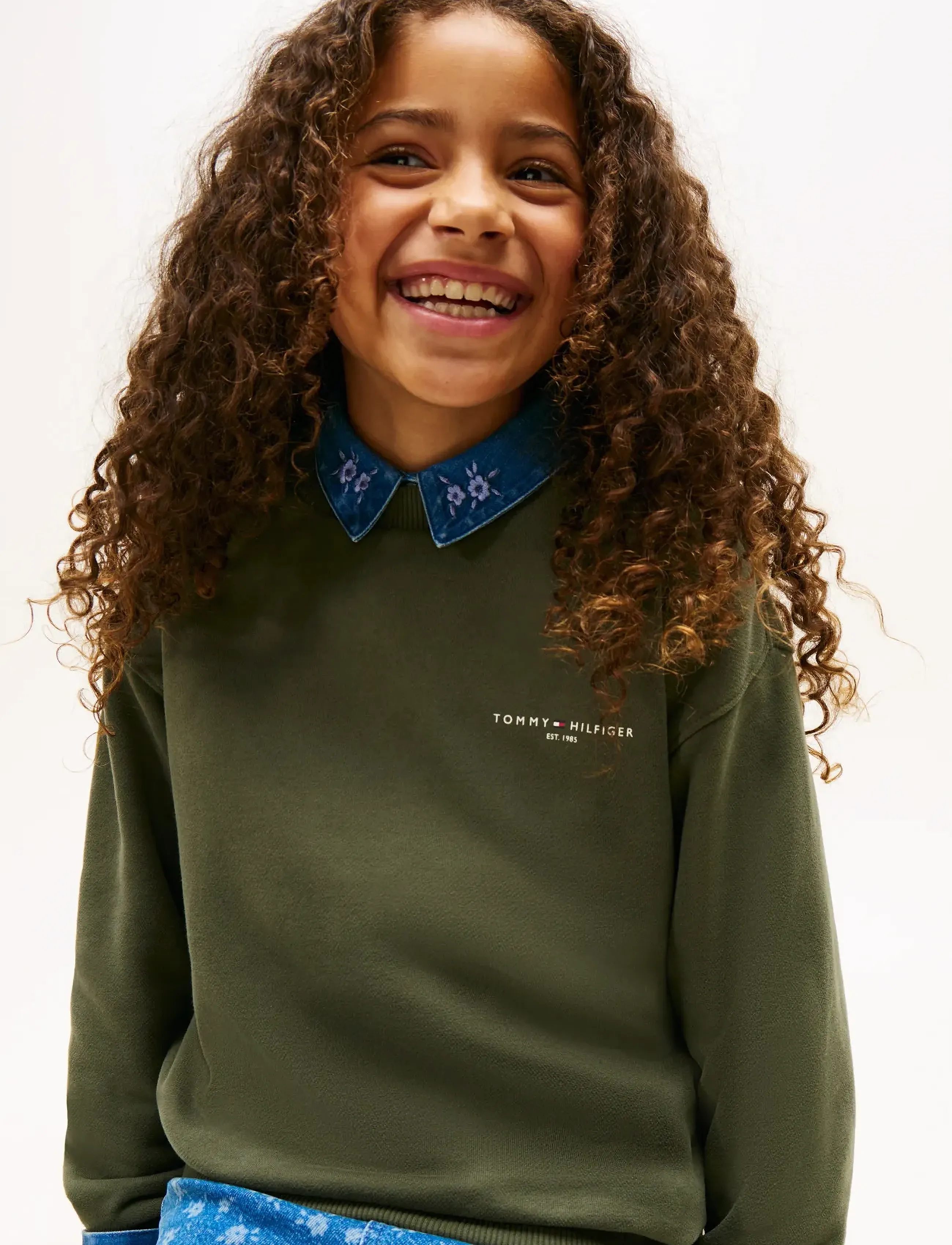 Tommy Hilfiger MINI CORP C-NECK SWEATSHIRT - Tøj - PEWTER GREEN / khaki/green