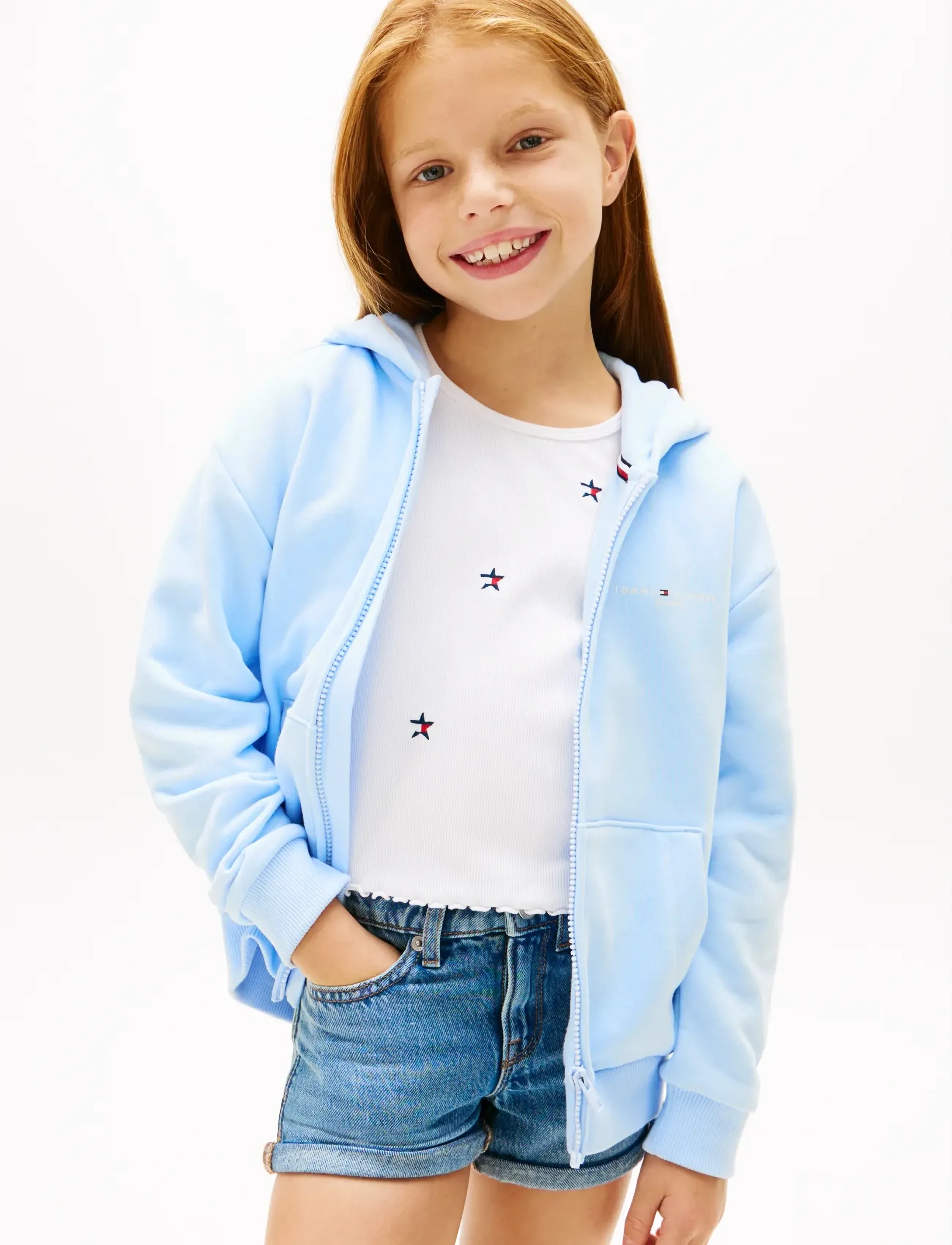 Tommy Hilfiger - MINI CORP ZIP THROUGH HOODIE - huvtröjor - sweet blue - 2