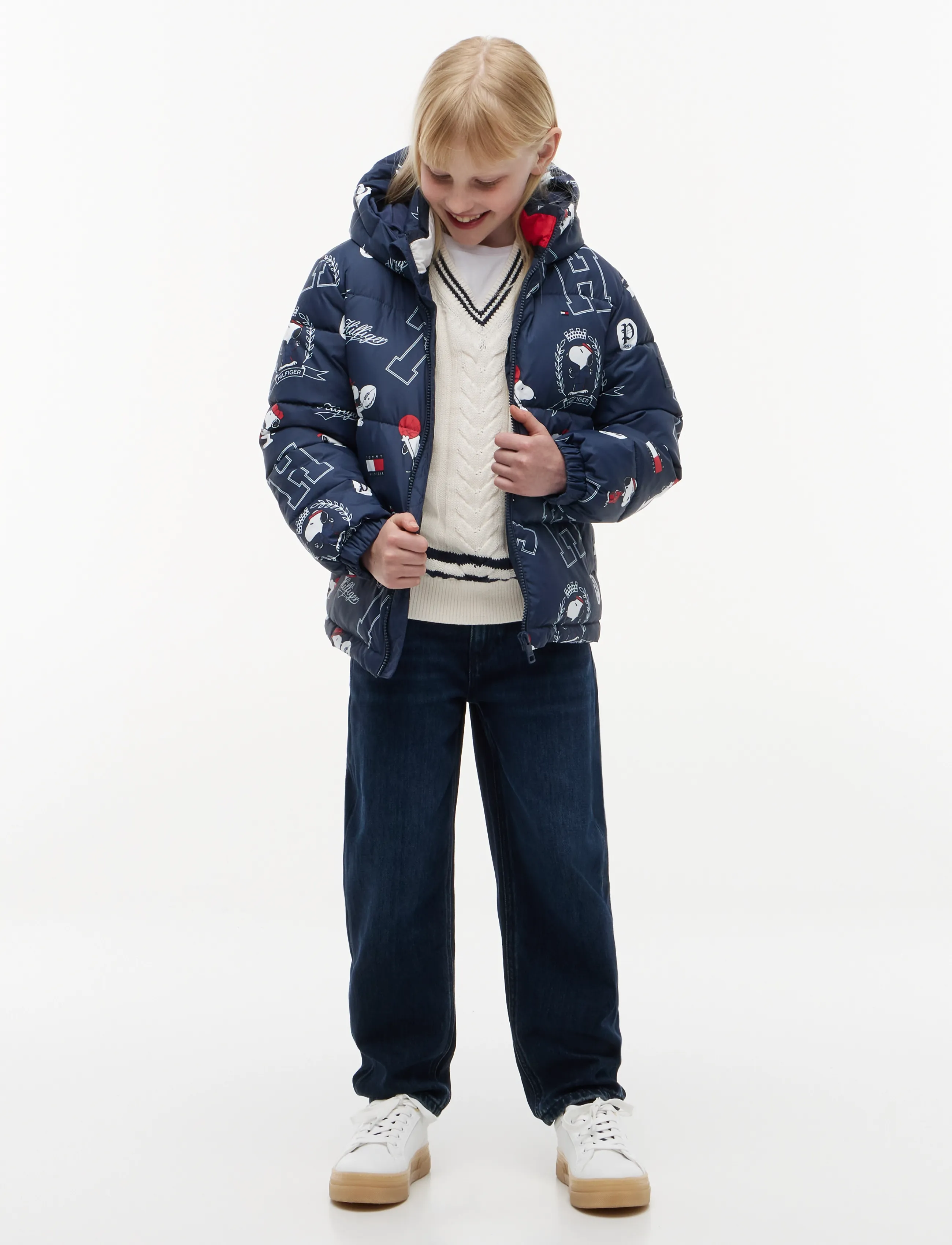 Tommy Hilfiger Peanuts Puffer Jacket, 116, Navy, Jakker Og Frakker > Puffer Og Vatterede, Børn