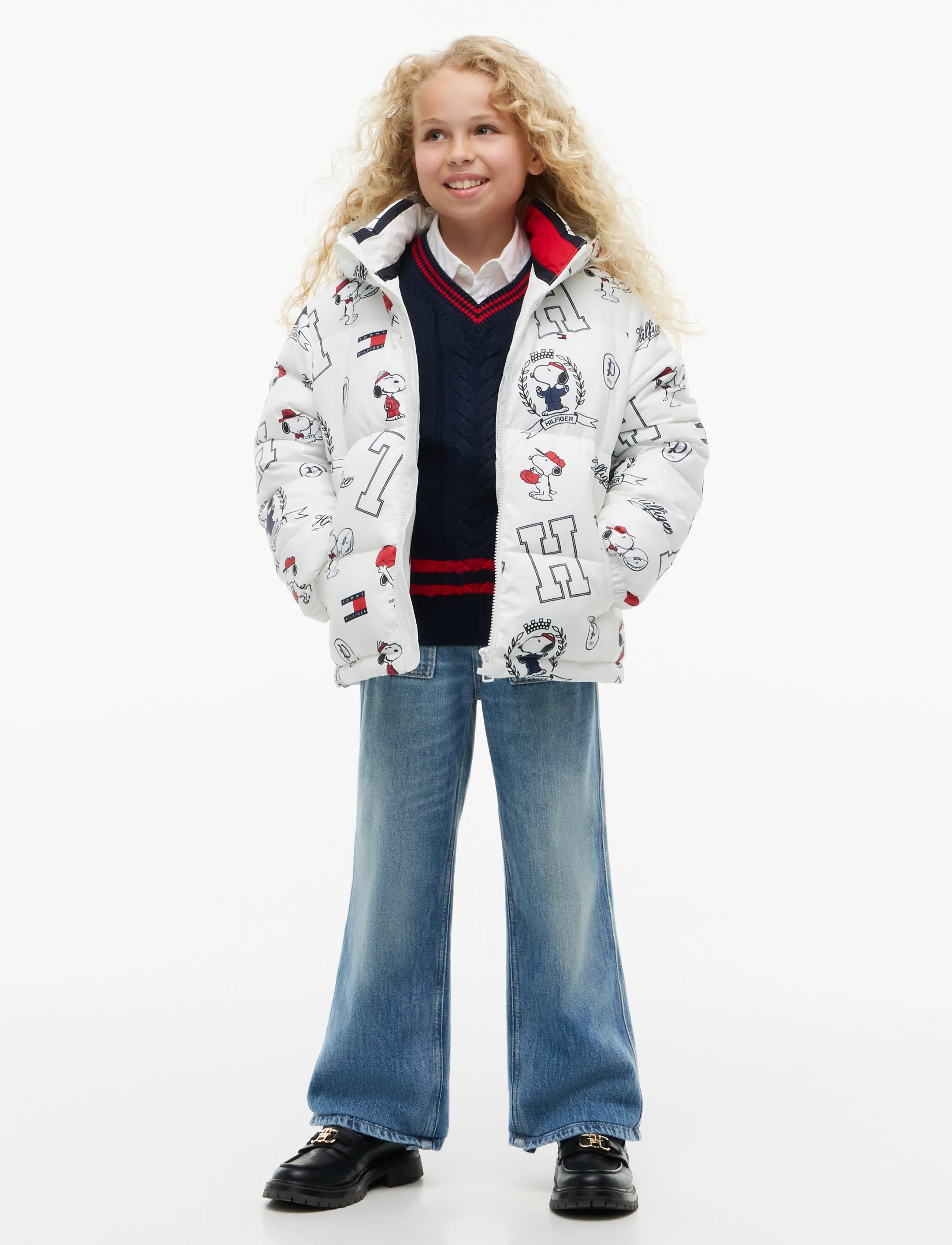 Tommy Hilfiger Peanuts Puffer Jacket, Børn, Snoopy Pufferjakke, Hvid, Str: 116