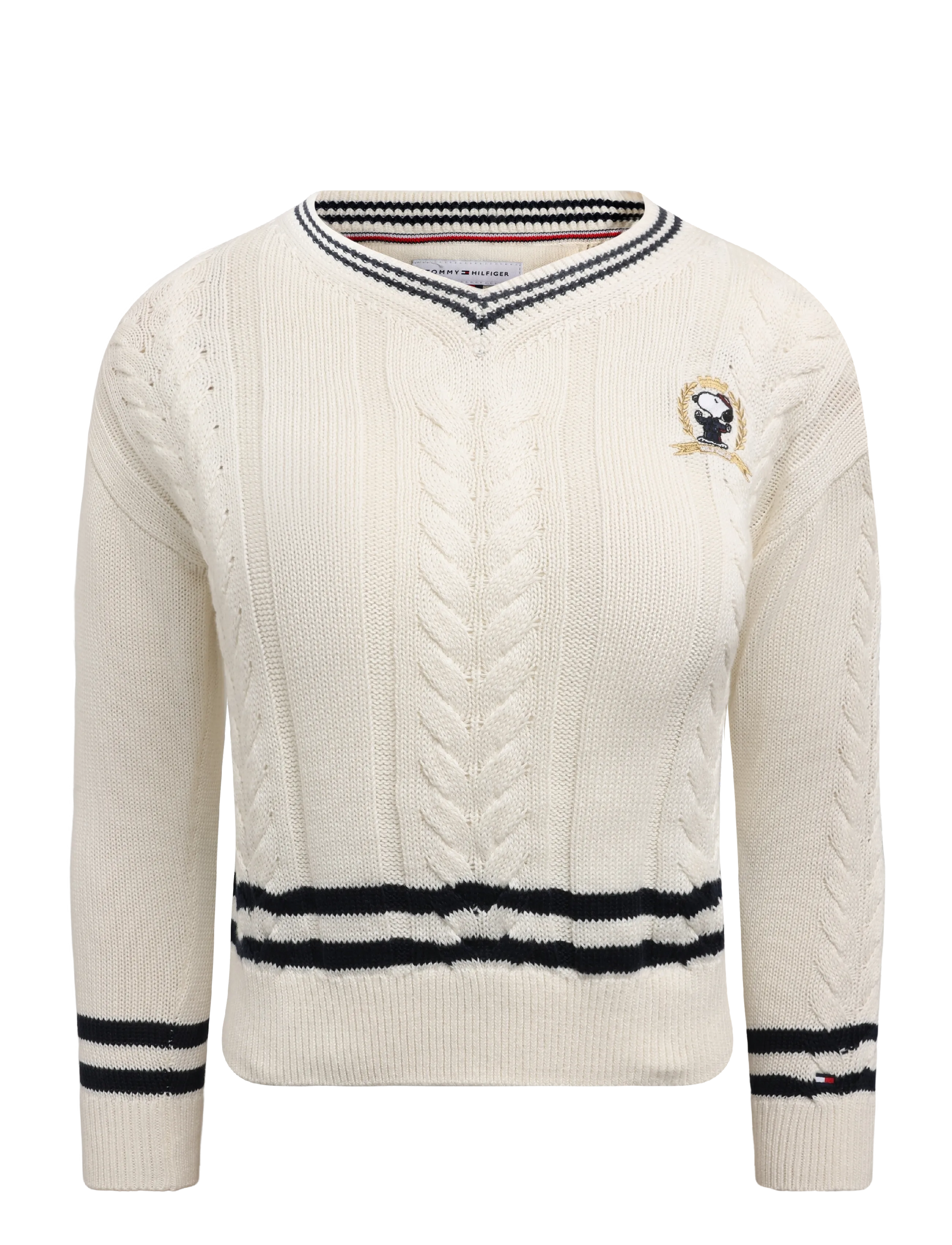 Tommy Hilfiger PEANUTS CABLE SWEATER - Teismelised 140-176 - IVORY PETAL / cream