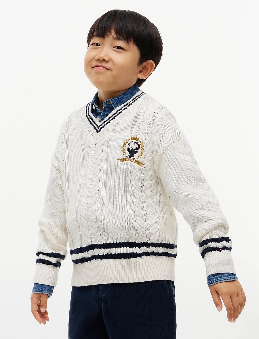 Tommy Hilfiger - PEANUTS CABLE SWEATER - stickade tröjor - ivory petal - 4