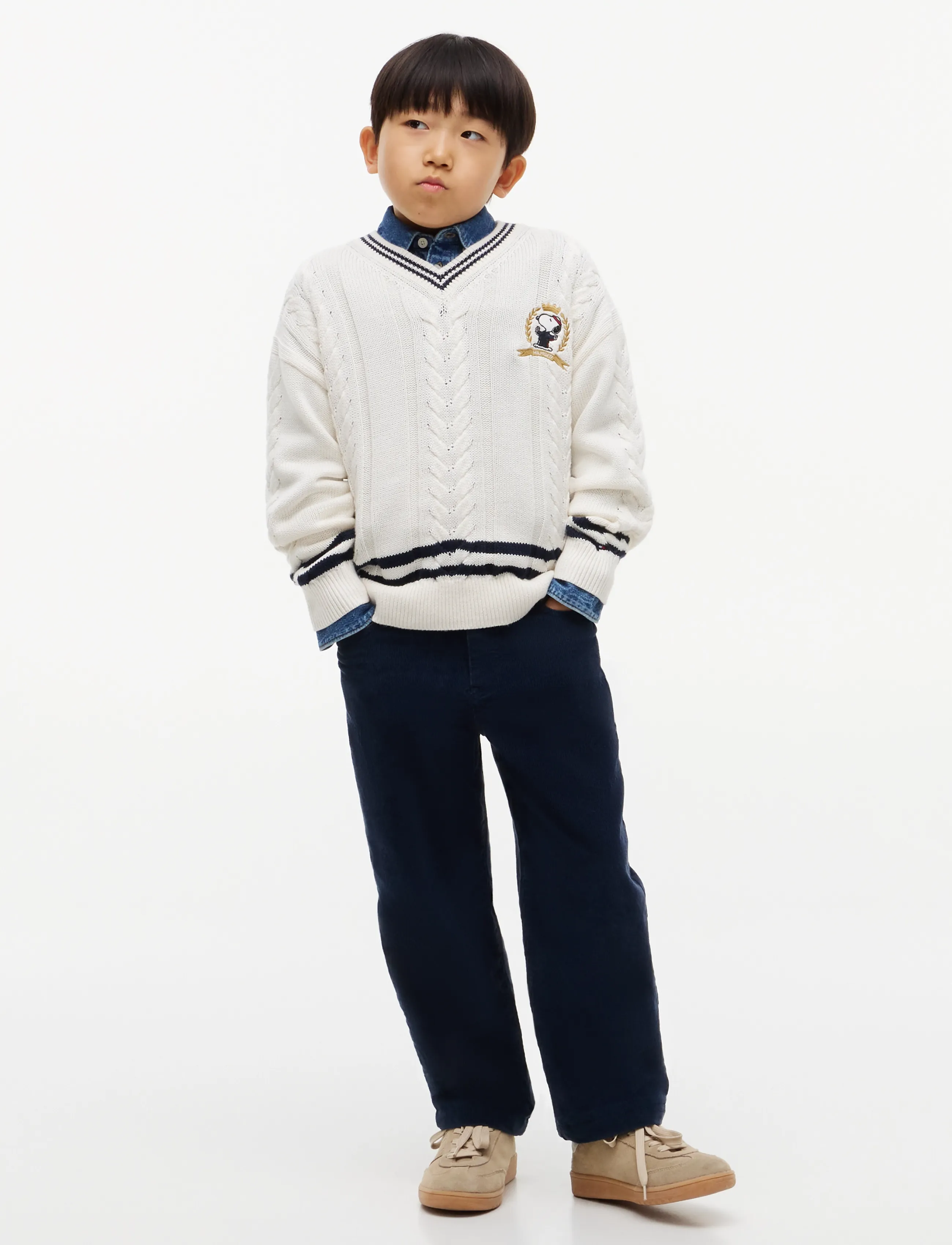 Tommy Hilfiger - PEANUTS CABLE SWEATER - stickade tröjor - ivory petal - 5
