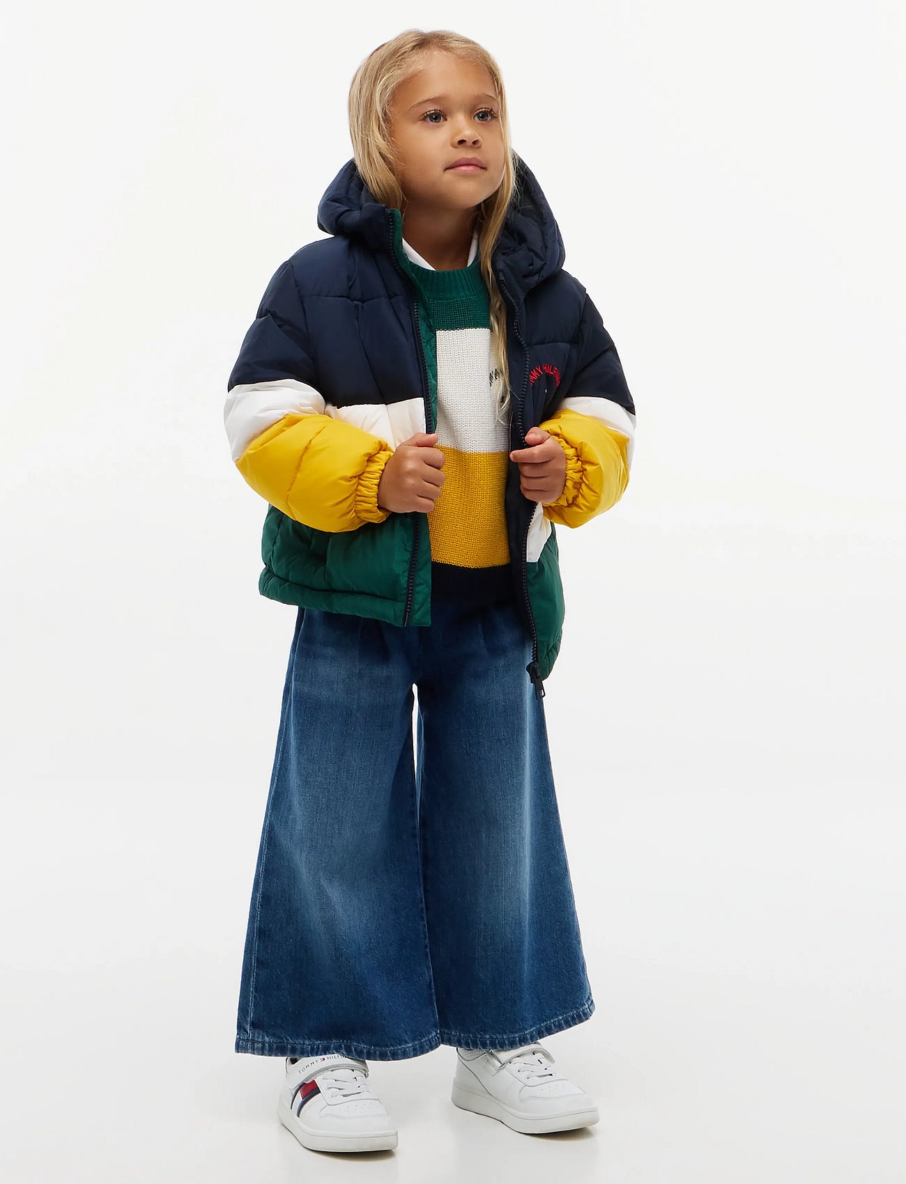 LU COLOUR BLOCK PUFFER JACKET - DARK BLUE COLBLOCK