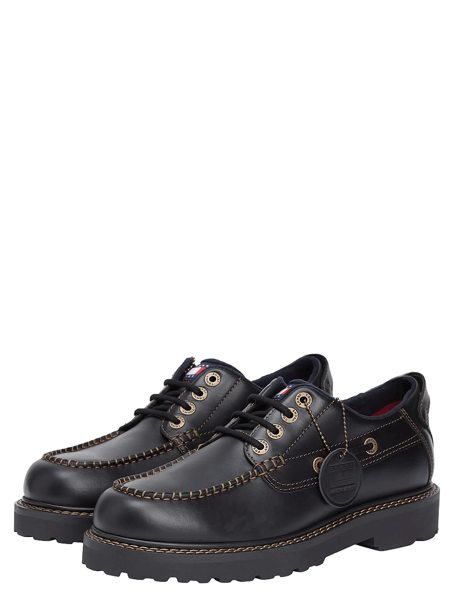 Tommy Hilfiger - ARCHIVE 01 BOAT SHOE LEATHER - brogue kingad - black - 1