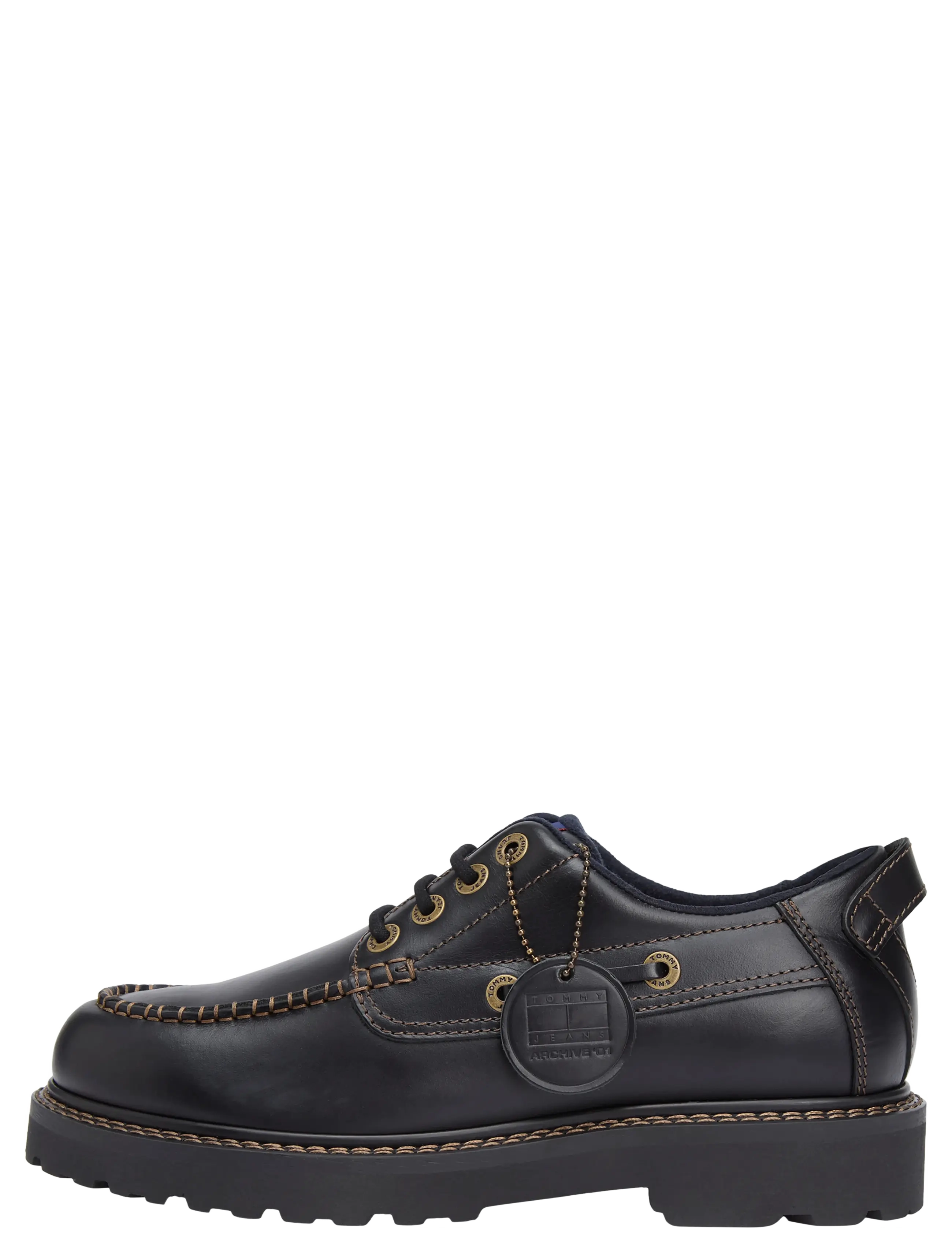 Tommy Hilfiger - ARCHIVE 01 BOAT SHOE  LEATHER - brogues - black - 4