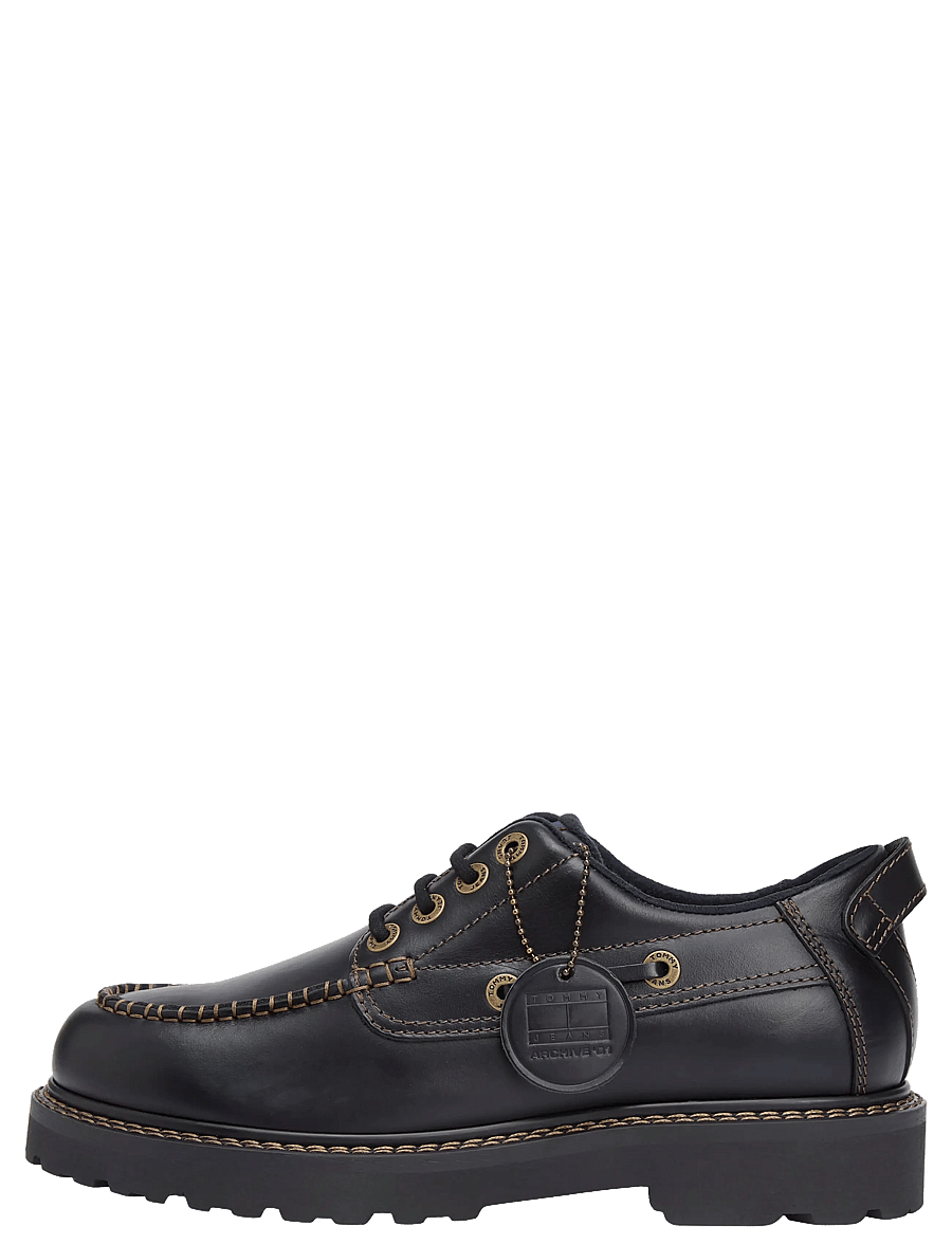 Tommy Hilfiger - ARCHIVE 01 BOAT SHOE LEATHER - brogue kingad - black - 4