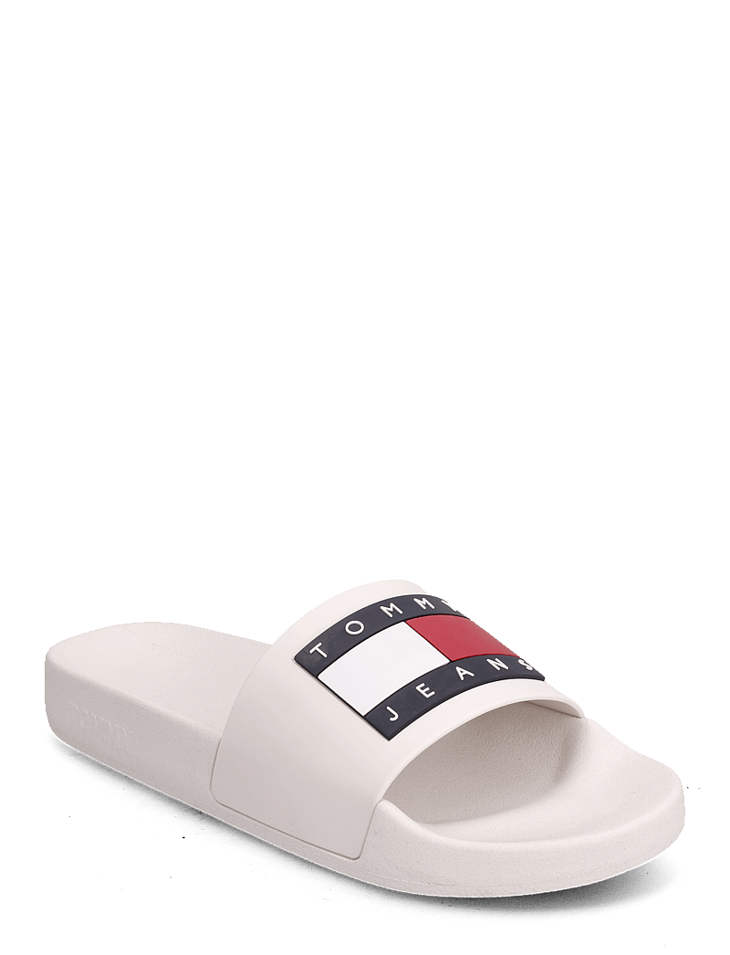 Tommy Hilfiger - TOMMY JEANS FLAG POOL SLIDE - sandales de bain - ecru - 0