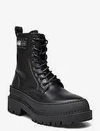 TJW FOXING LACE UP LEATHER BOOT - BLACK