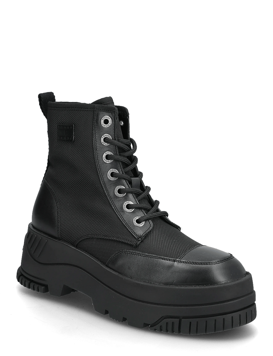 Tommy Hilfiger - TJW LACE UP FLATFORM BOOT - kängor - black - 0