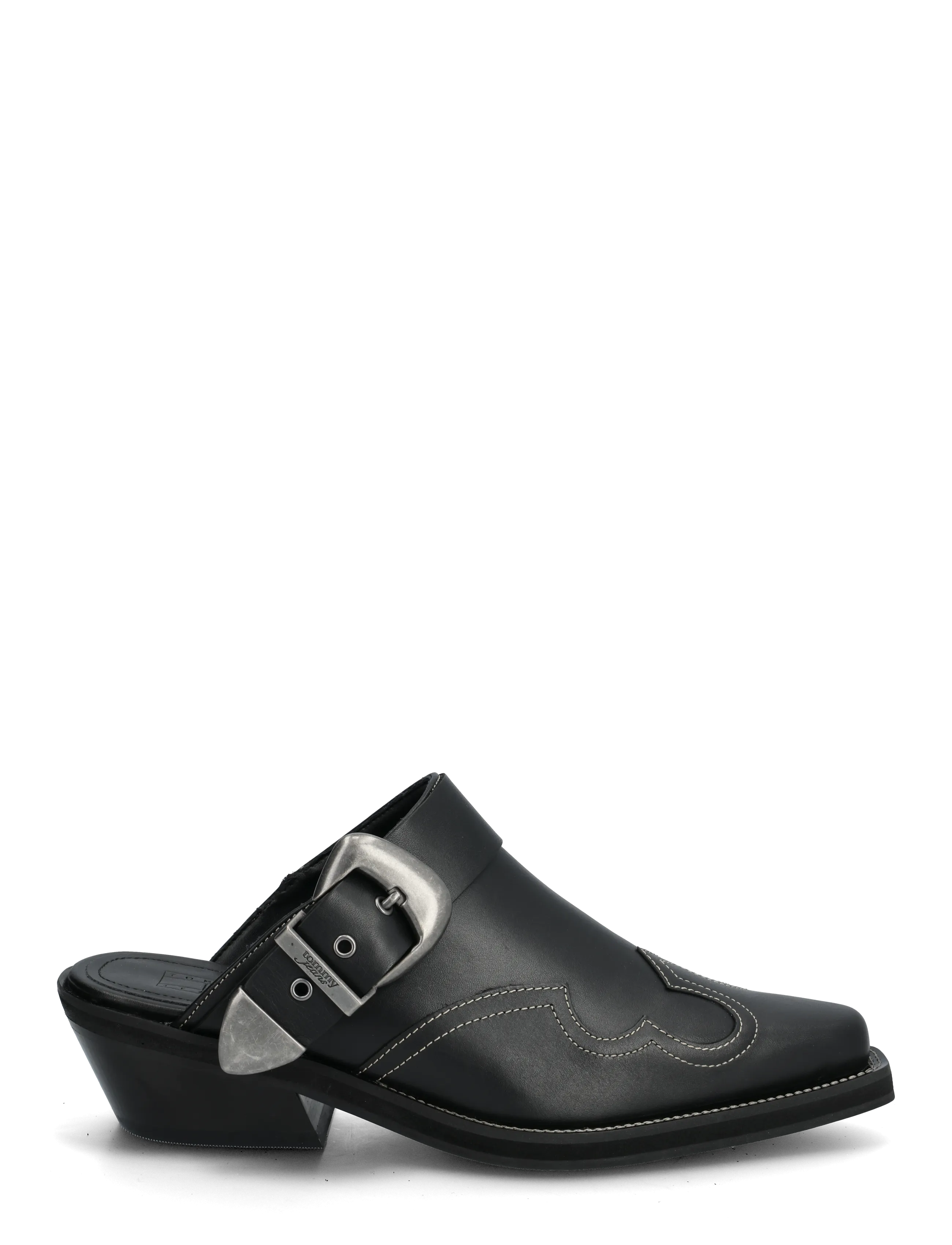 Tommy Hilfiger - ARCHIVE COWBOY MULE LEATHER - pantoletten mit absatz - black - 1