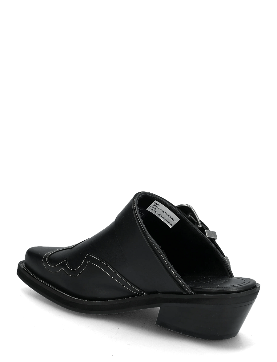 Tommy Hilfiger - ARCHIVE COWBOY MULE LEATHER - pantoletten mit absatz - black - 2