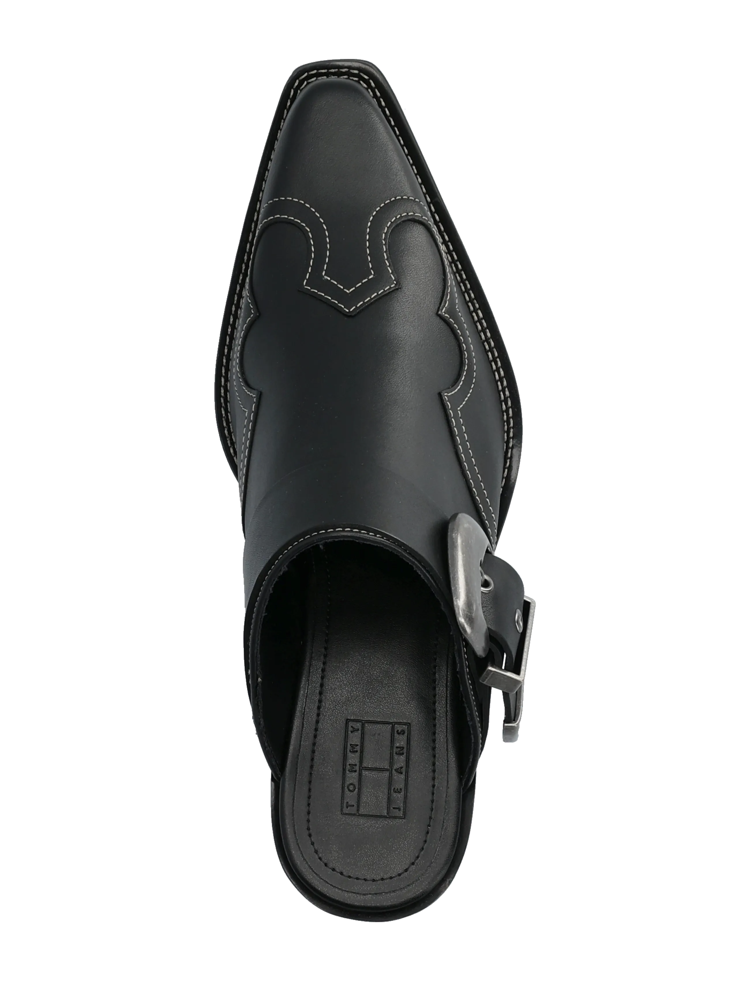 Tommy Hilfiger - ARCHIVE COWBOY MULE LEATHER - pantoletten mit absatz - black - 3
